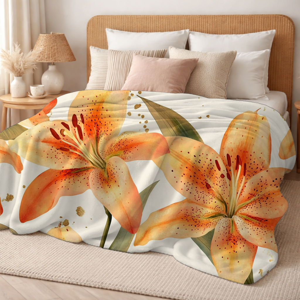 Personalized Wild Lily Haven Sherpa Blanket with Custom Name