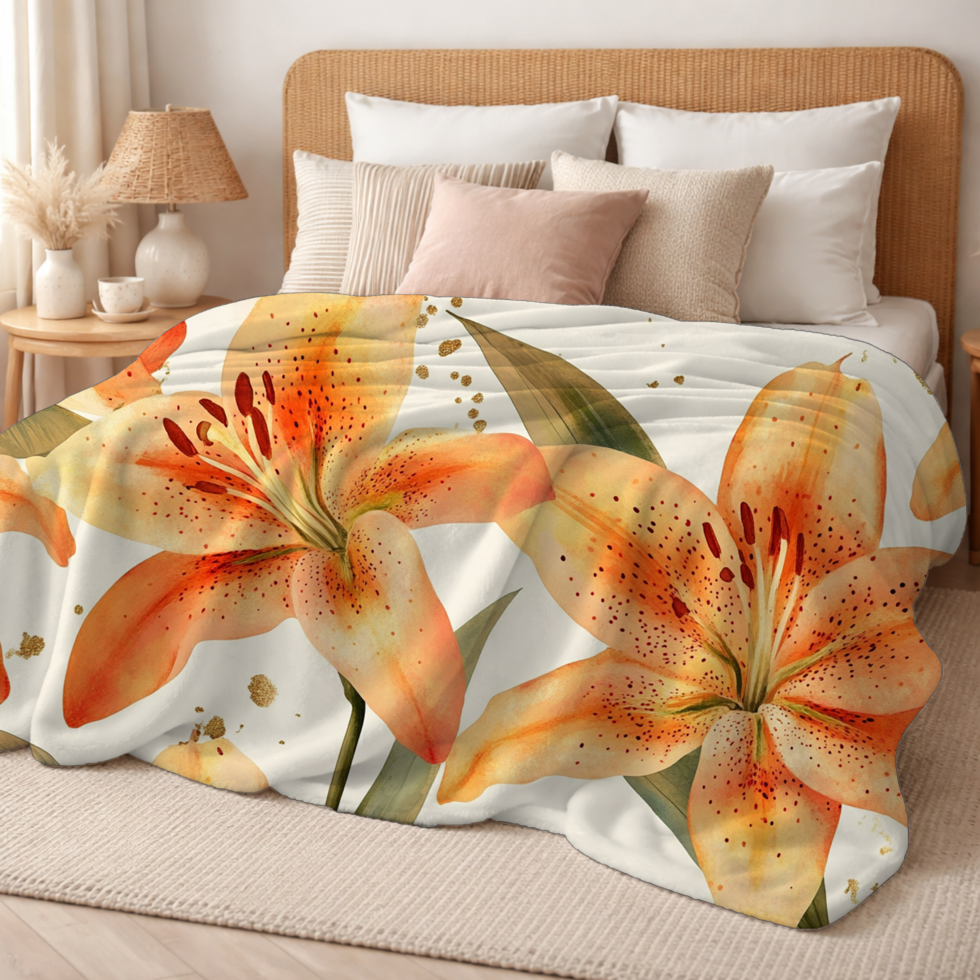 Personalized Wild Lily Haven Sherpa Blanket with Custom Name