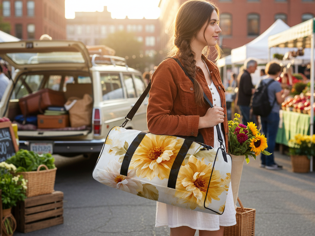 Custom Floral Travel Duffel with Personalized Name for Nature Lovers & Adventurers