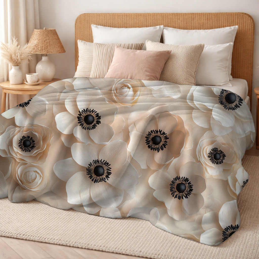 Personalized Petal Harmony Sherpa Blanket with Custom Name