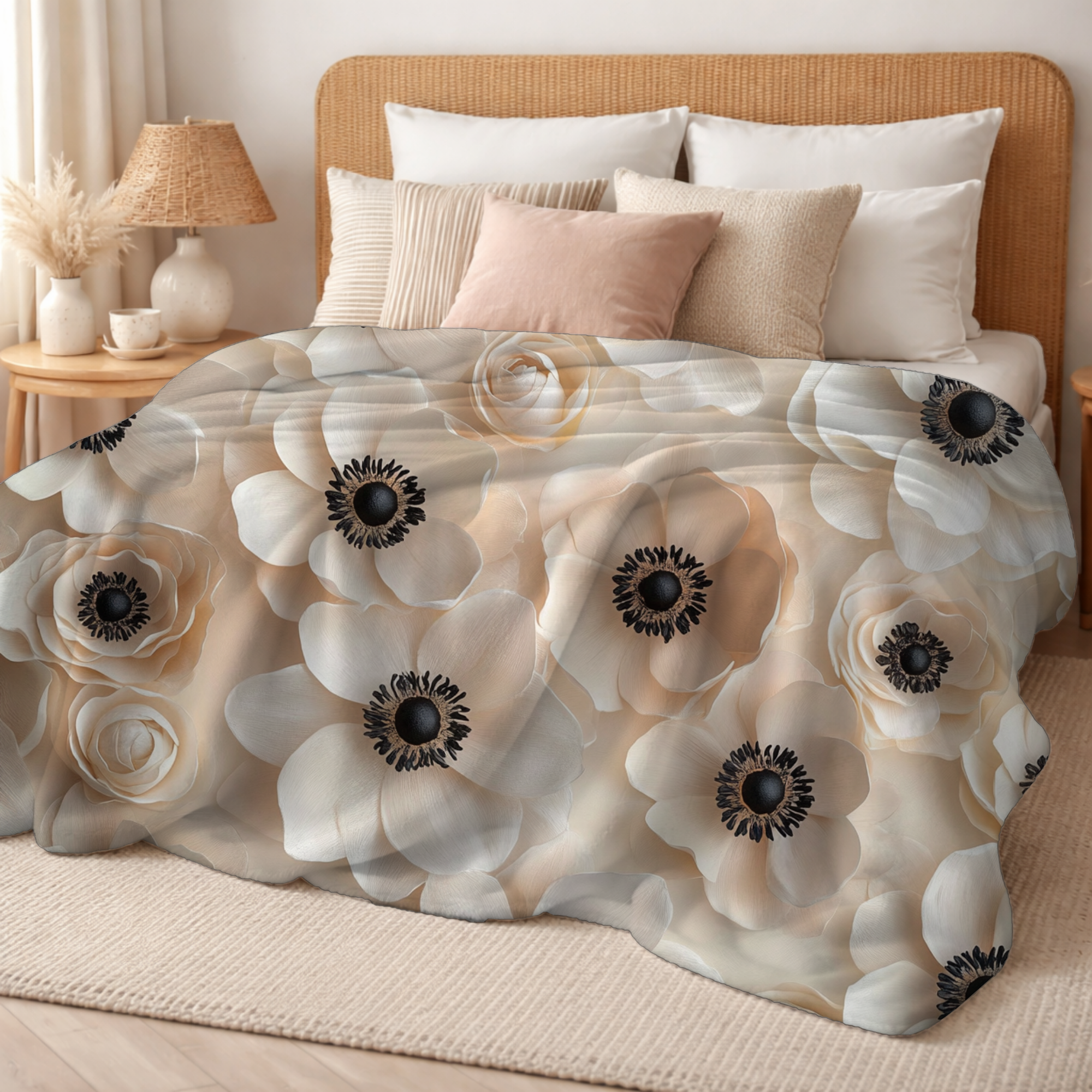 Personalized Petal Harmony Sherpa Blanket with Custom Name