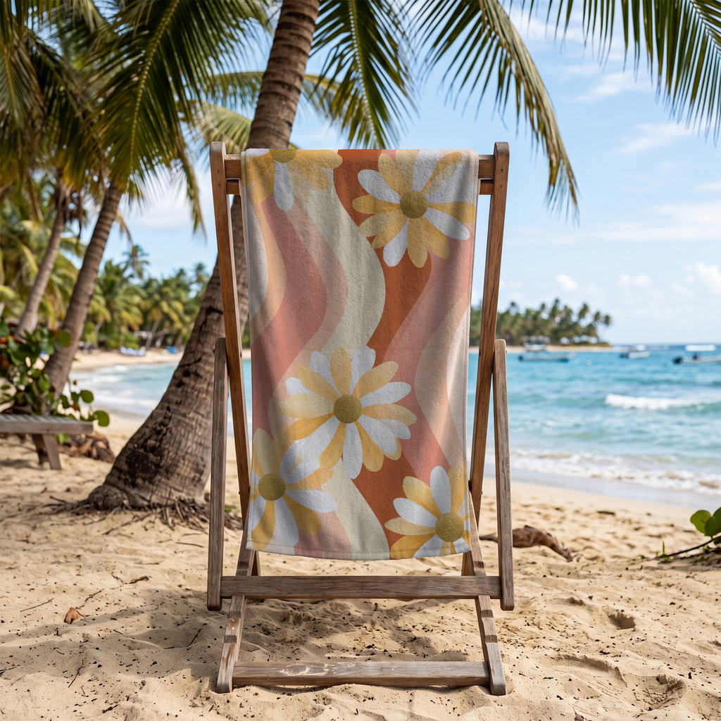 Custom Name Floral Beach Towel | Personalized Botanical Towel
