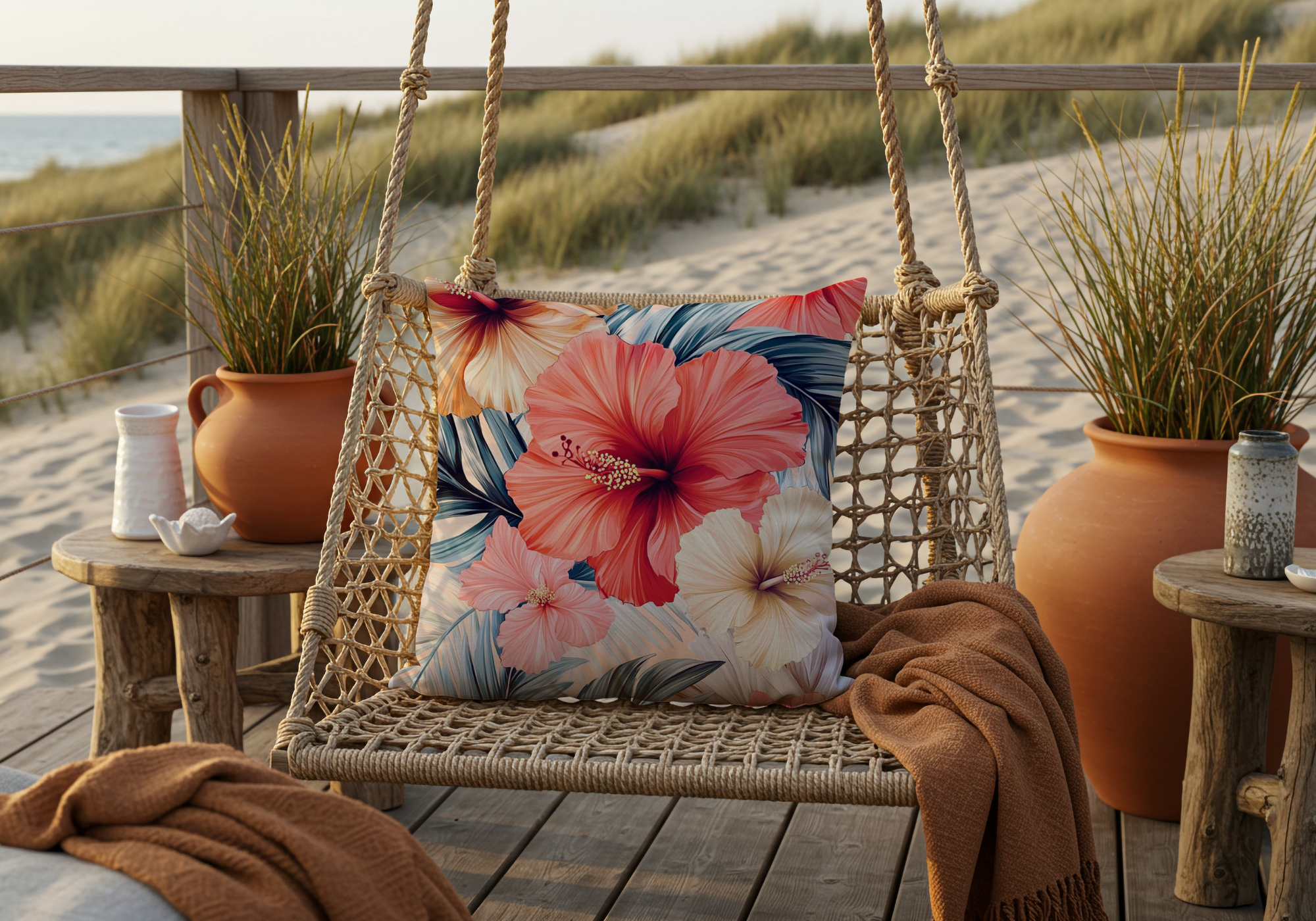 Personalized Hibiscus Breeze Pillow with Custom Name