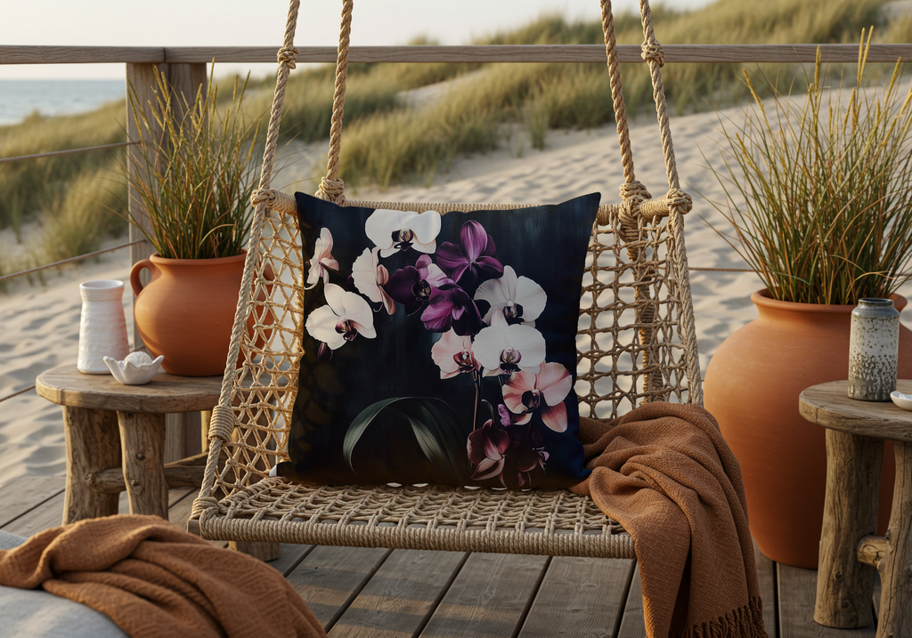 Personalized Orchid Harmony Pillow with Custom Name