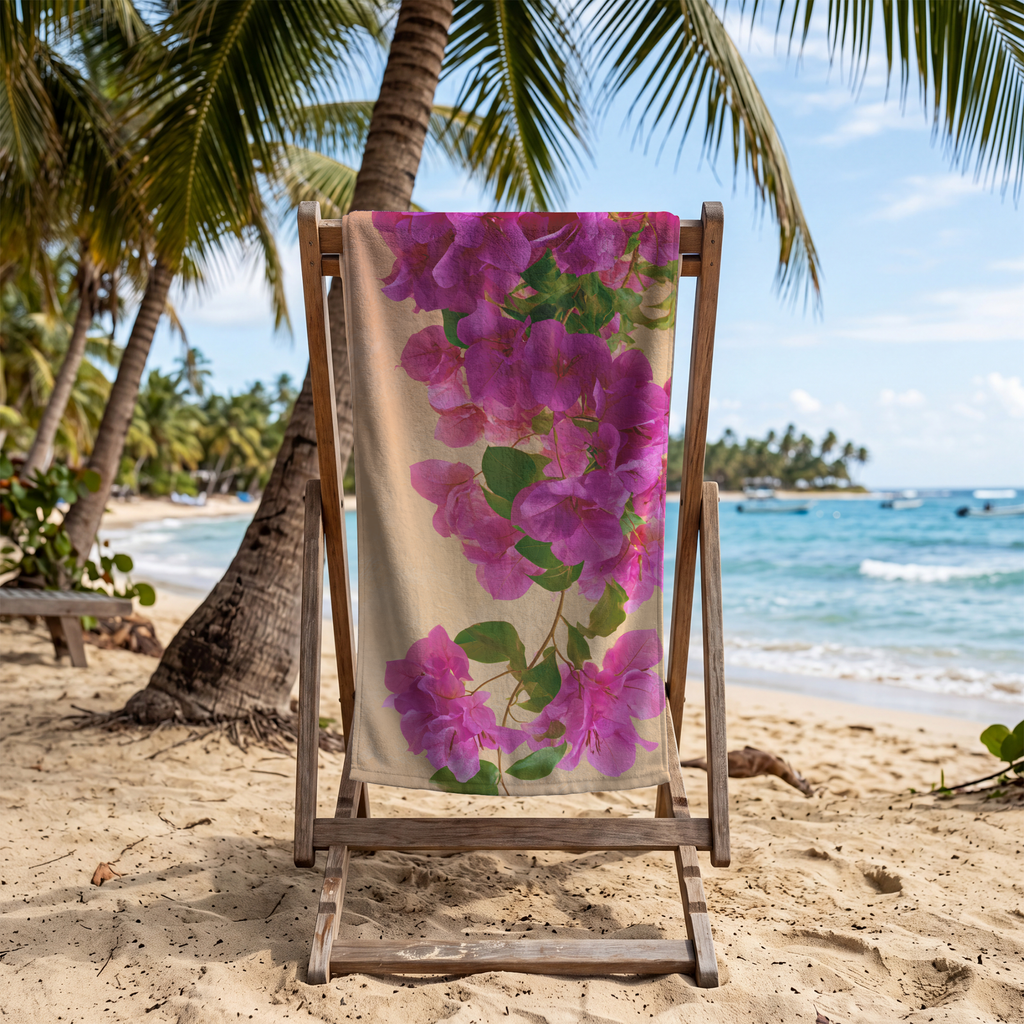 Custom Name Botanical Bath Towel | Personalized Floral Bathroom Towel