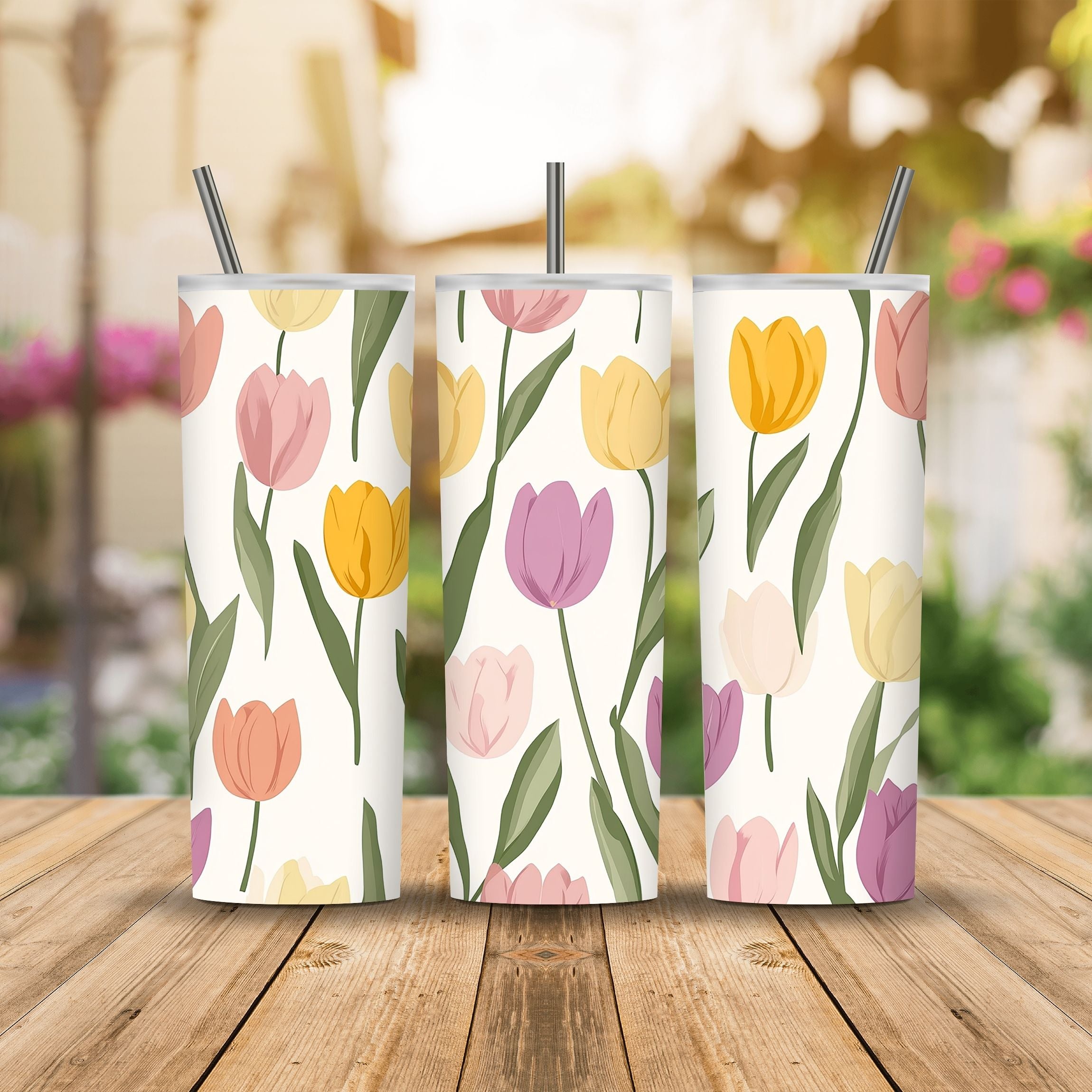 Custom Tulip Stainless Steel Coffee Tumbler with Personalized Name