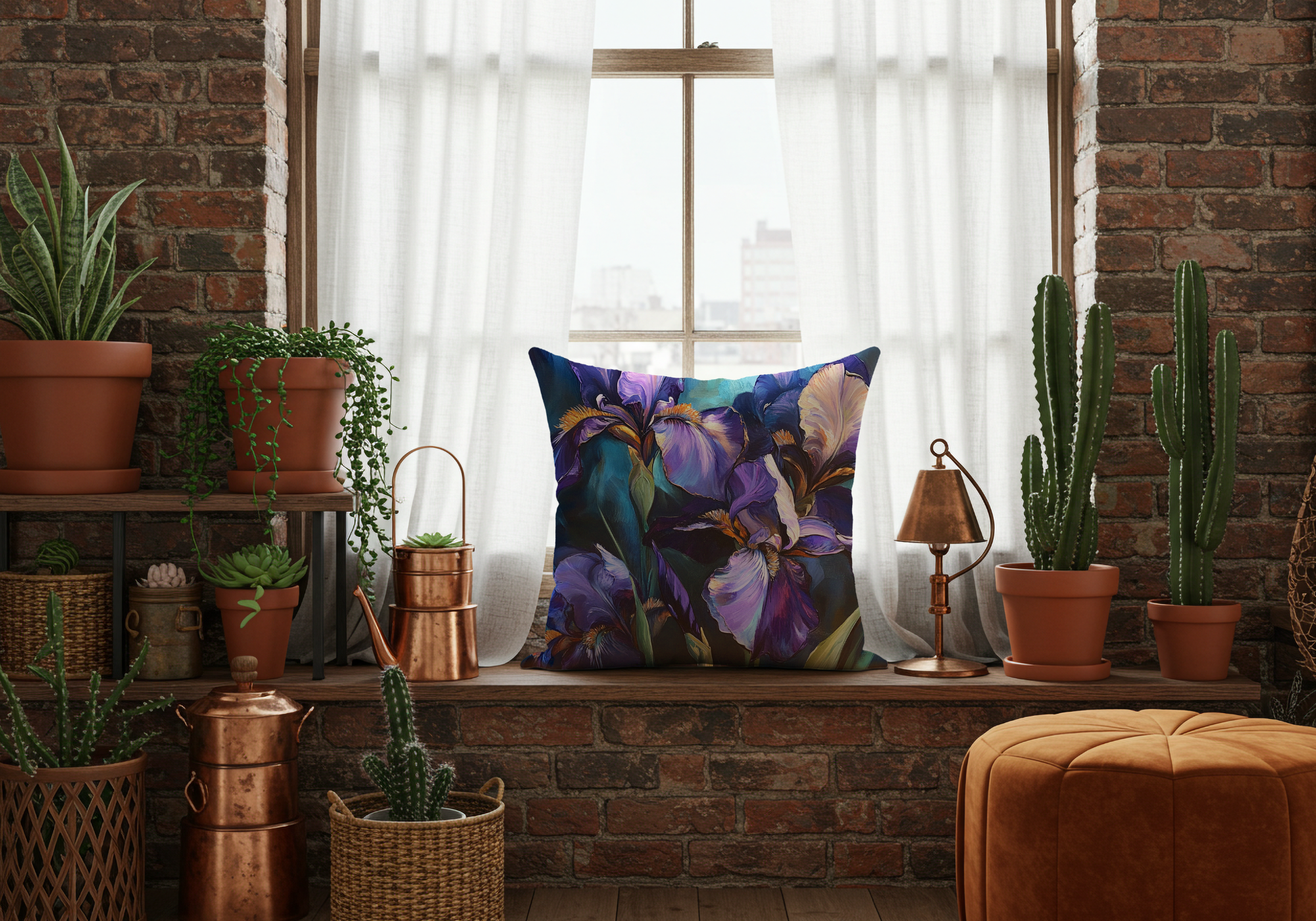 Personalized Iris Bloomscape Pillow with Custom Name