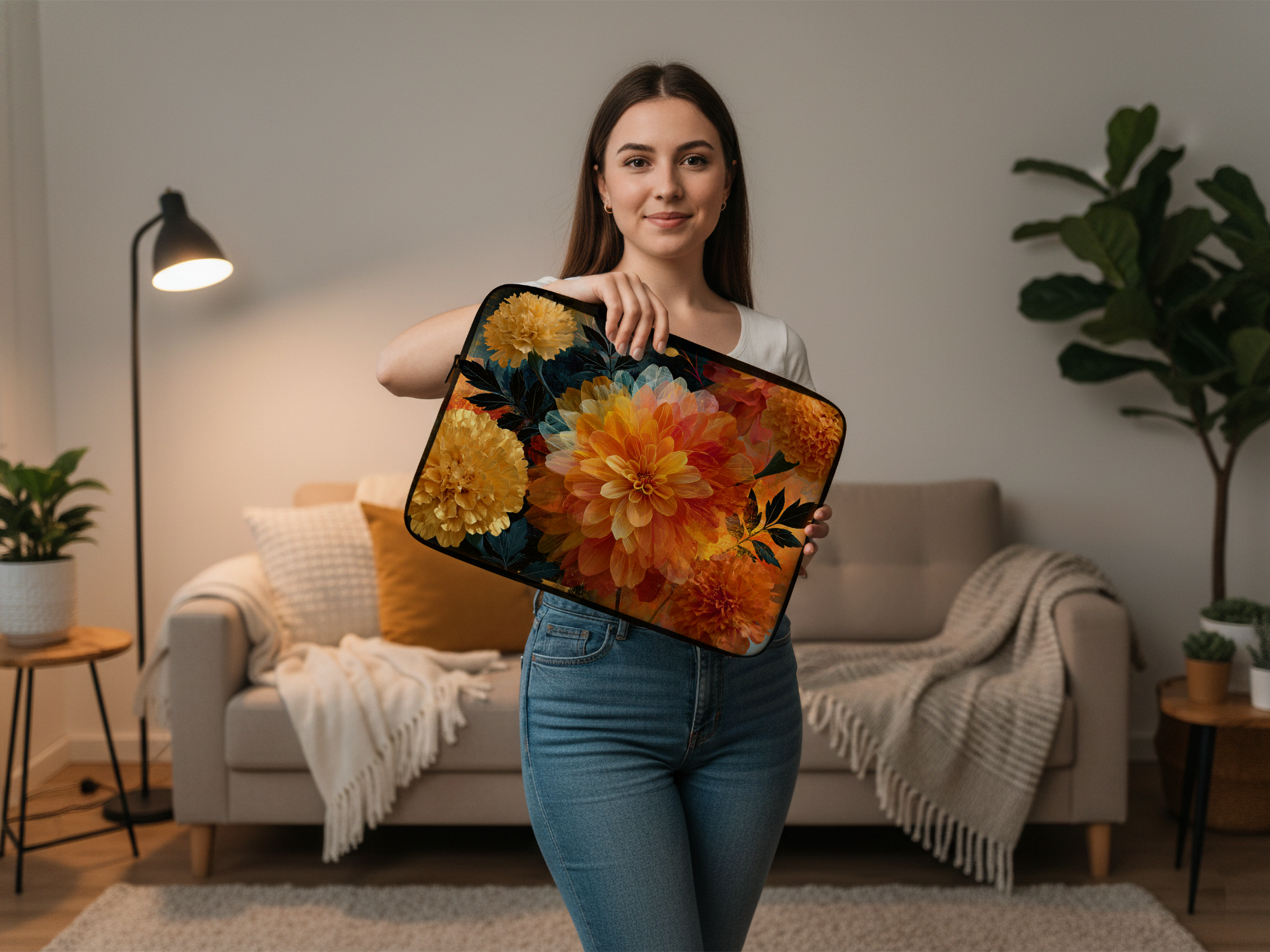 Dahlia Bloom Laptop Case Personalized for Garden Lovers Custom Name Sleeve