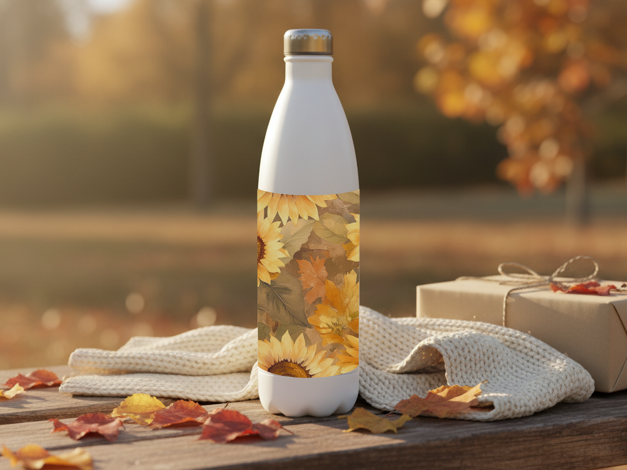 Sunflower Stainless Steel Water Bottle Personalized for Golden Meadow Excursions