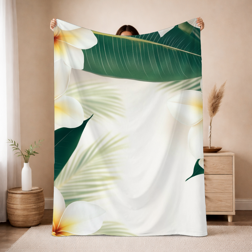 Personalized Floral Escape Sherpa Blanket with Custom Name
