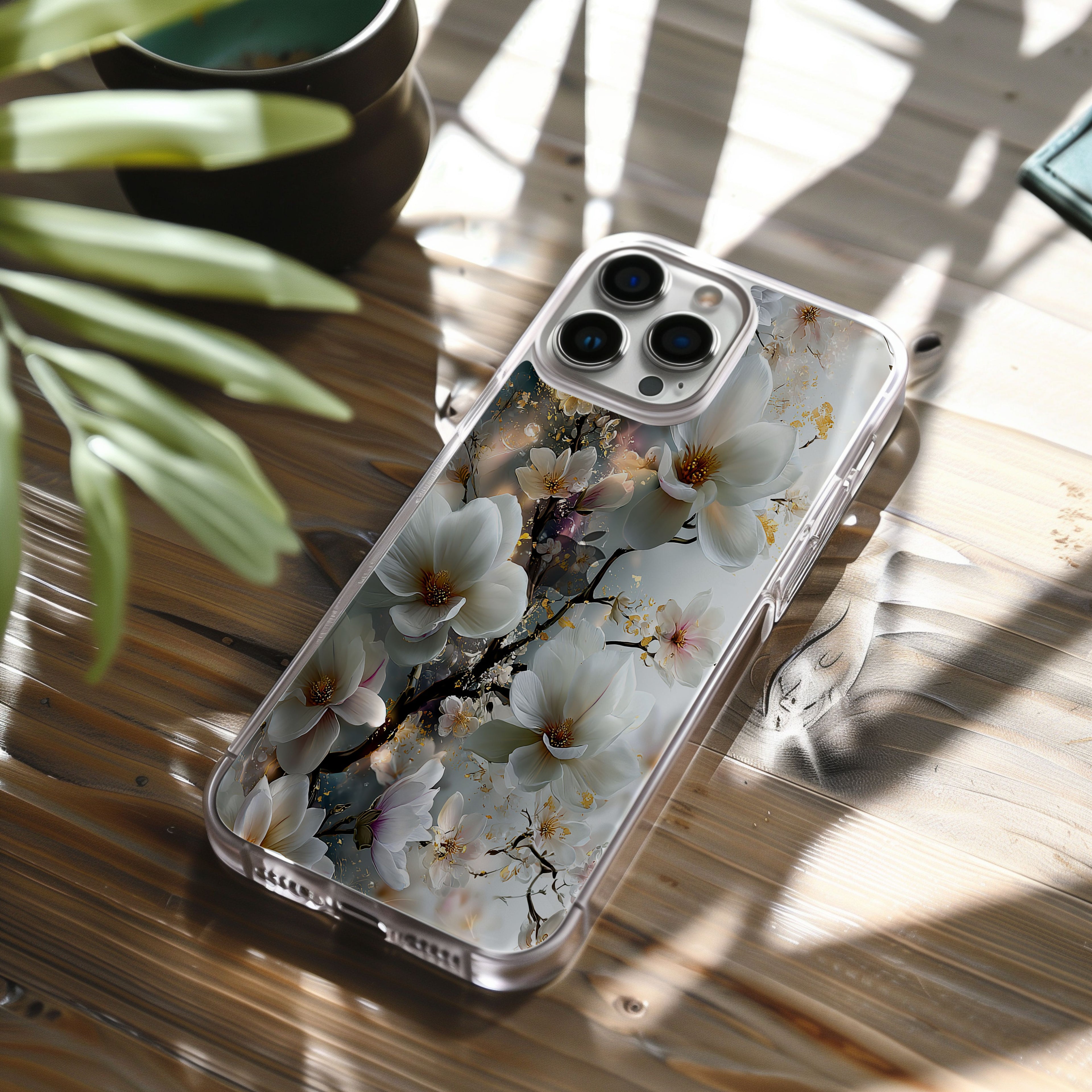 Personalized Cherry Blossom iPhone Case with Custom Name & Botanical Luxury Cover