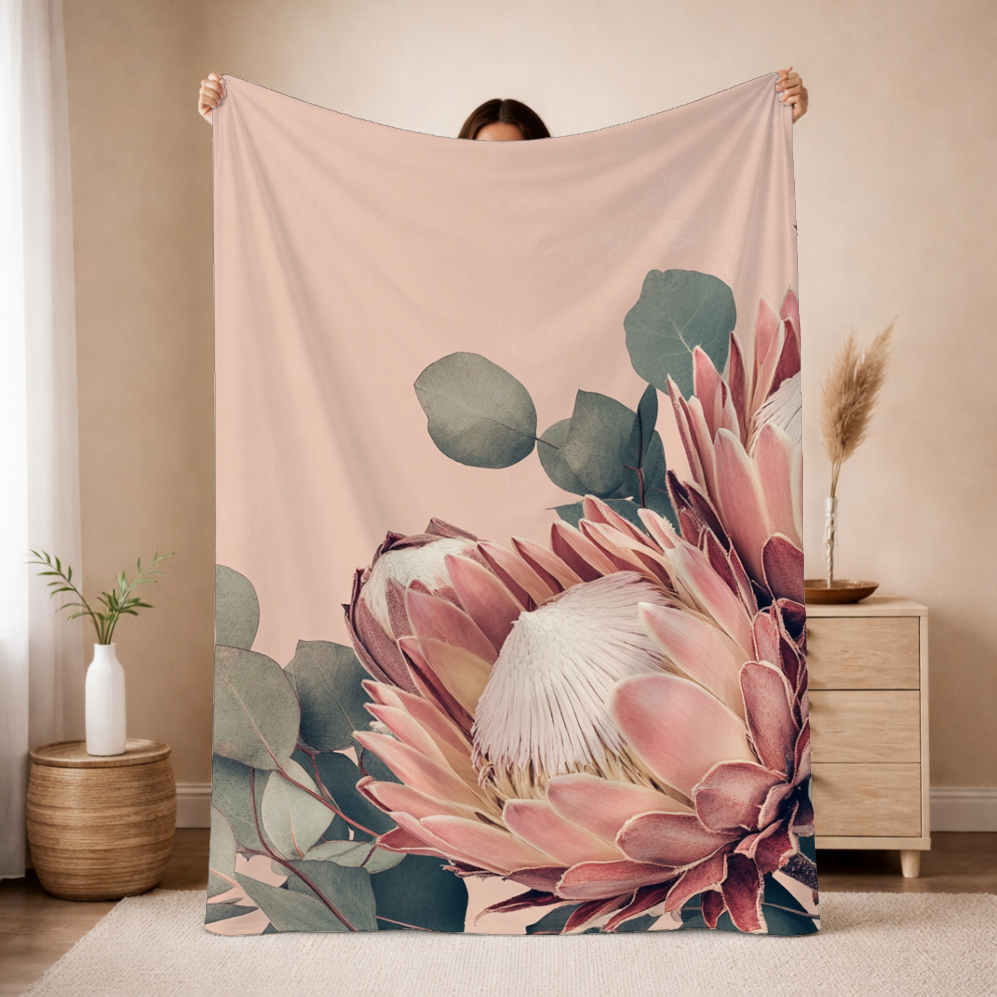 Personalized Dahlia Cottage Retreat Sherpa Blanket with Custom Name