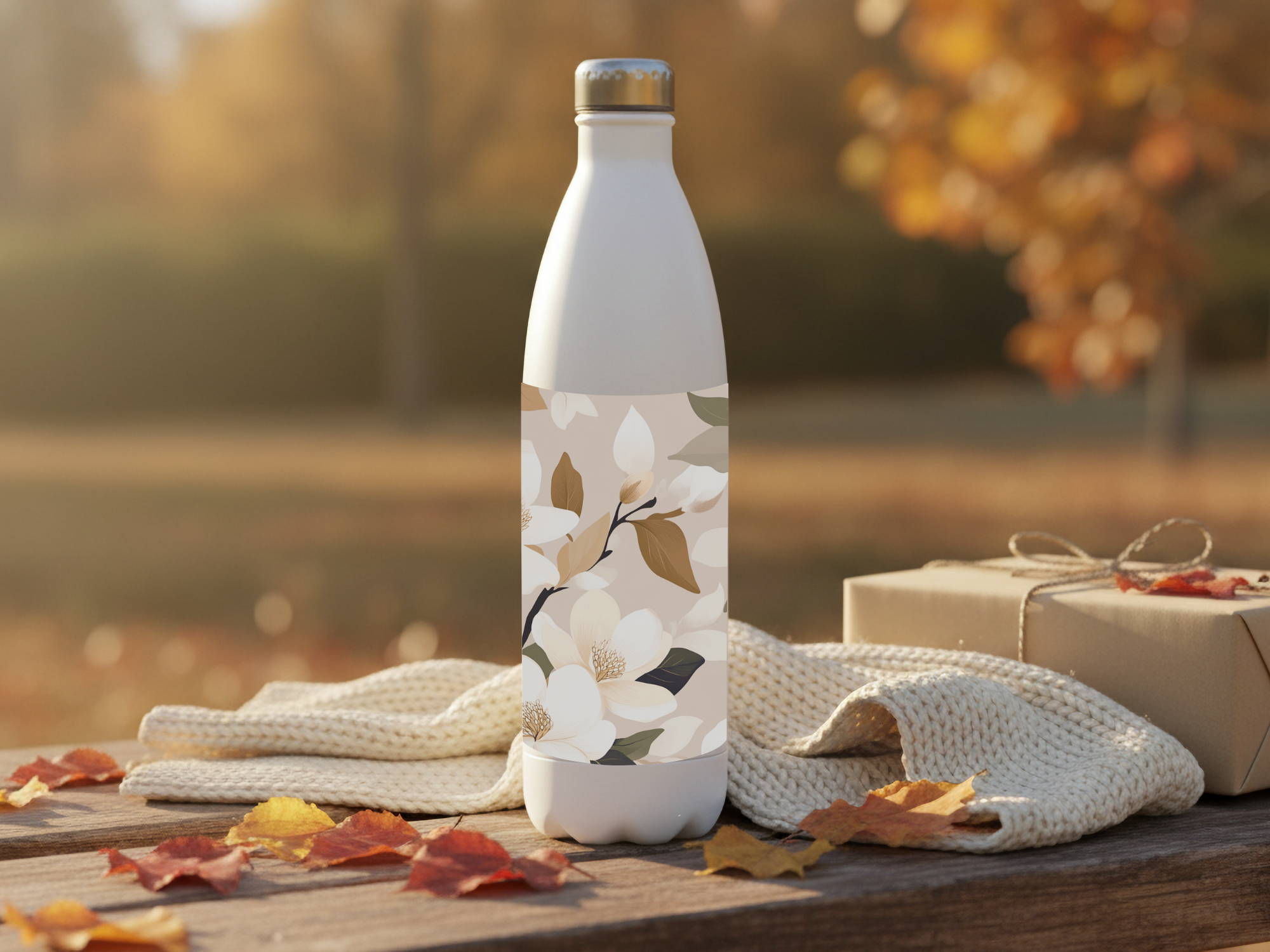ersonalized Dogwood Stainless Steel Water Bottle with Custom Botanical Name Design