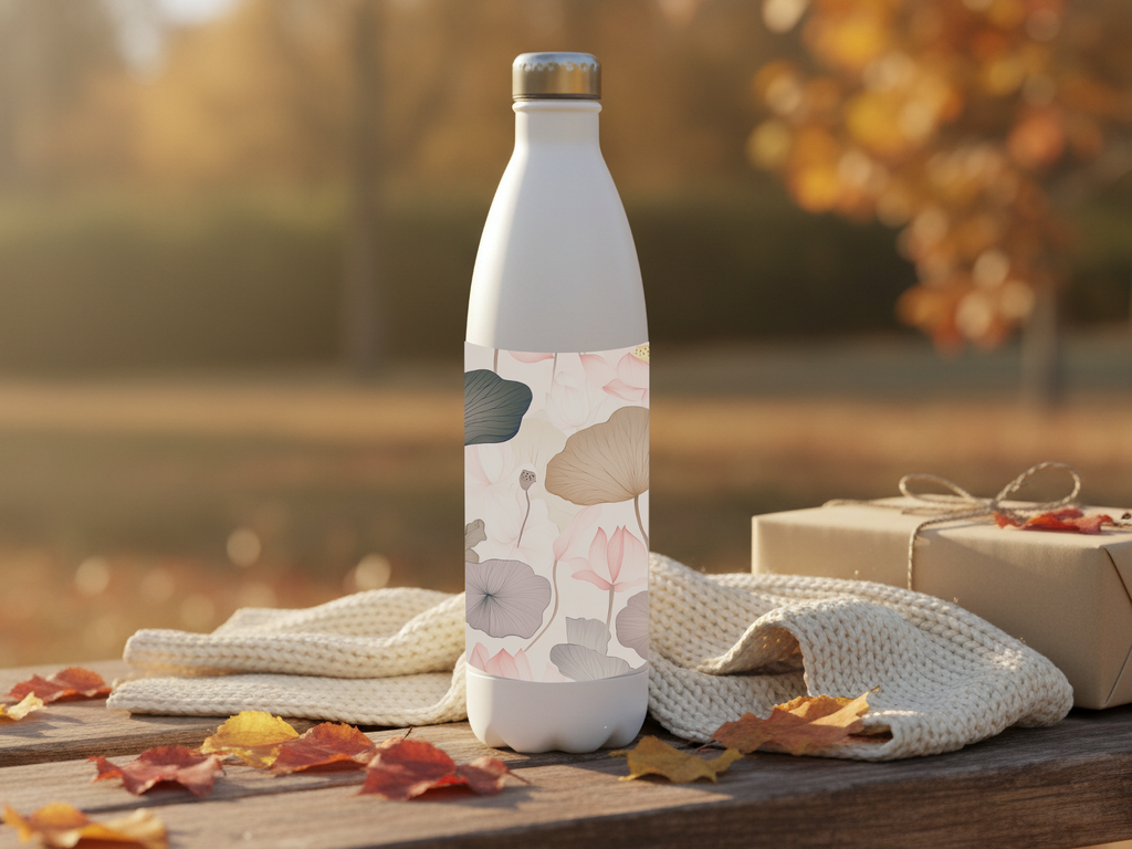 Water Lotus Stainless Steel Water Bottle Personalized for Serene Pondside Journeys