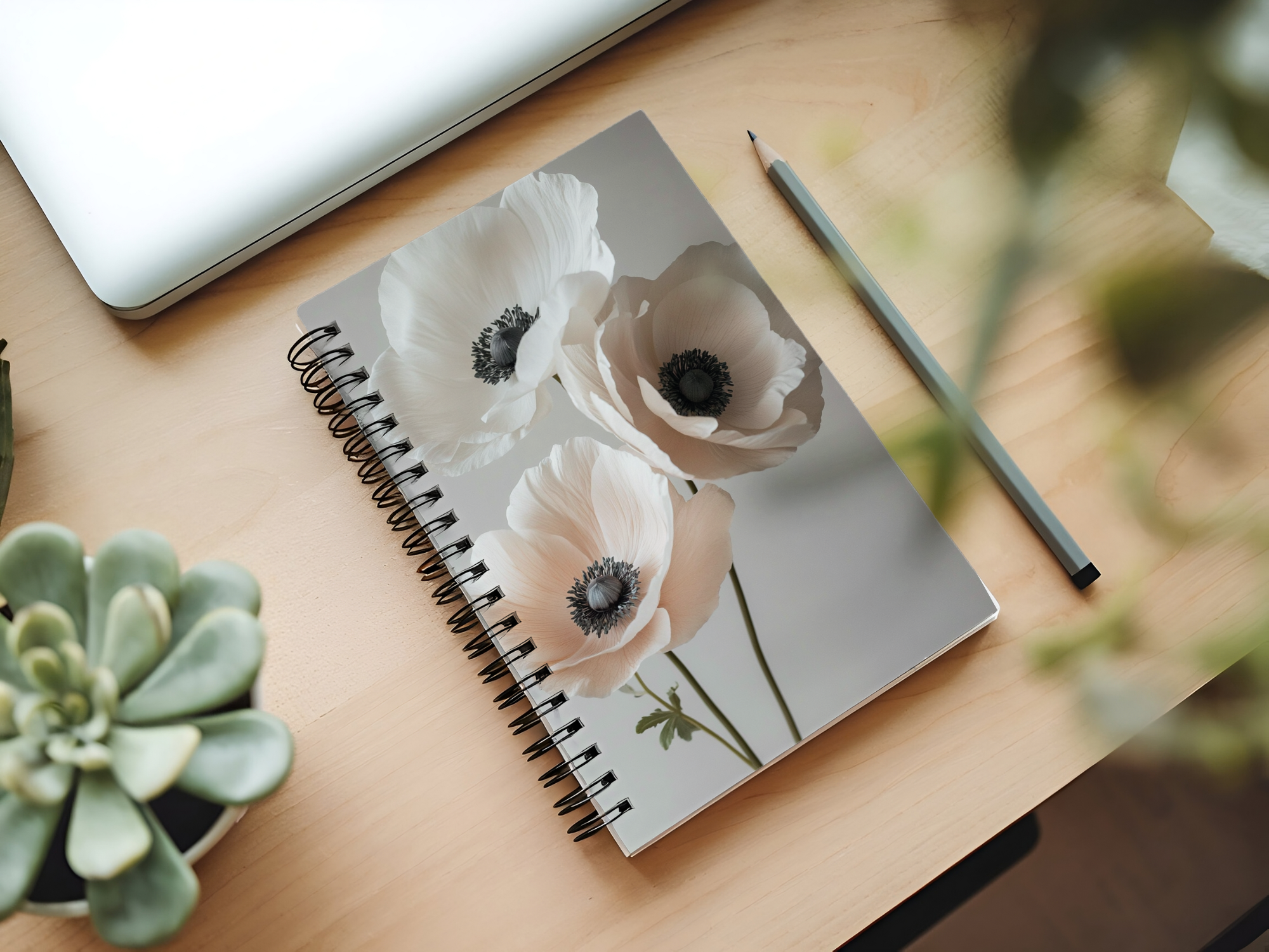 Anemones Spiral Notebook Personalized for Woodland Petal Collections