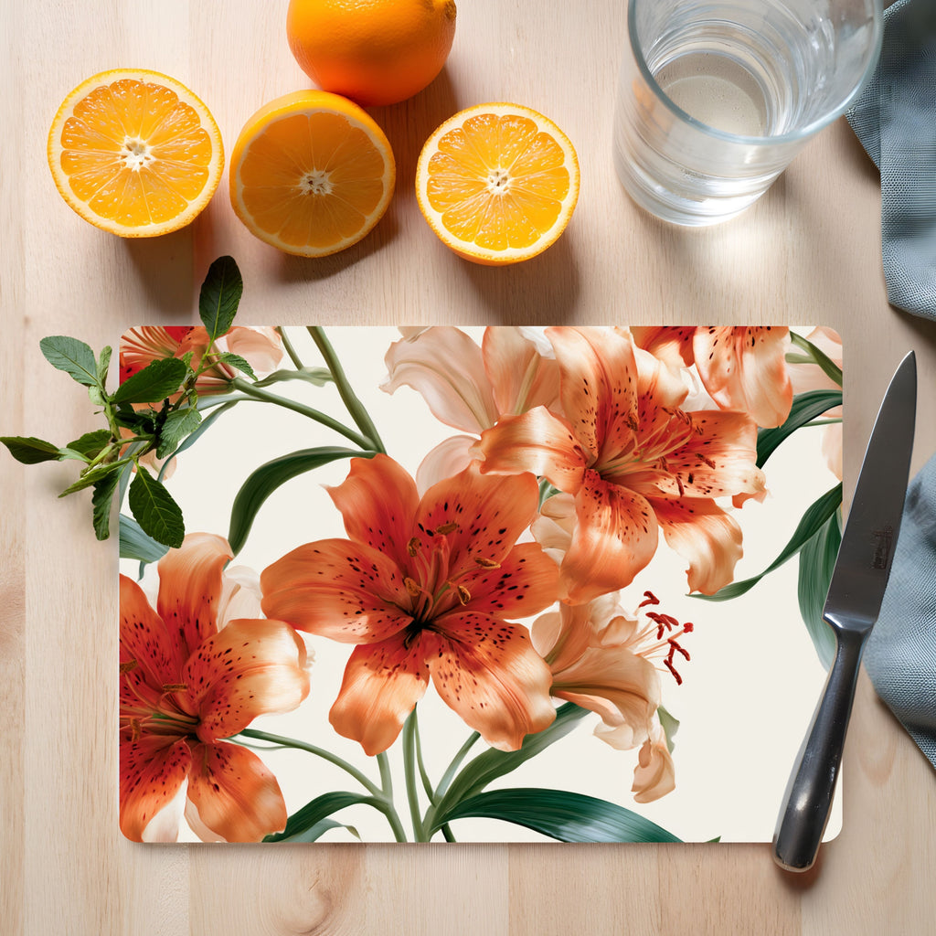 Asiatic Lily Glass Culinary Display Board Customized for Botanical Home Entertaining