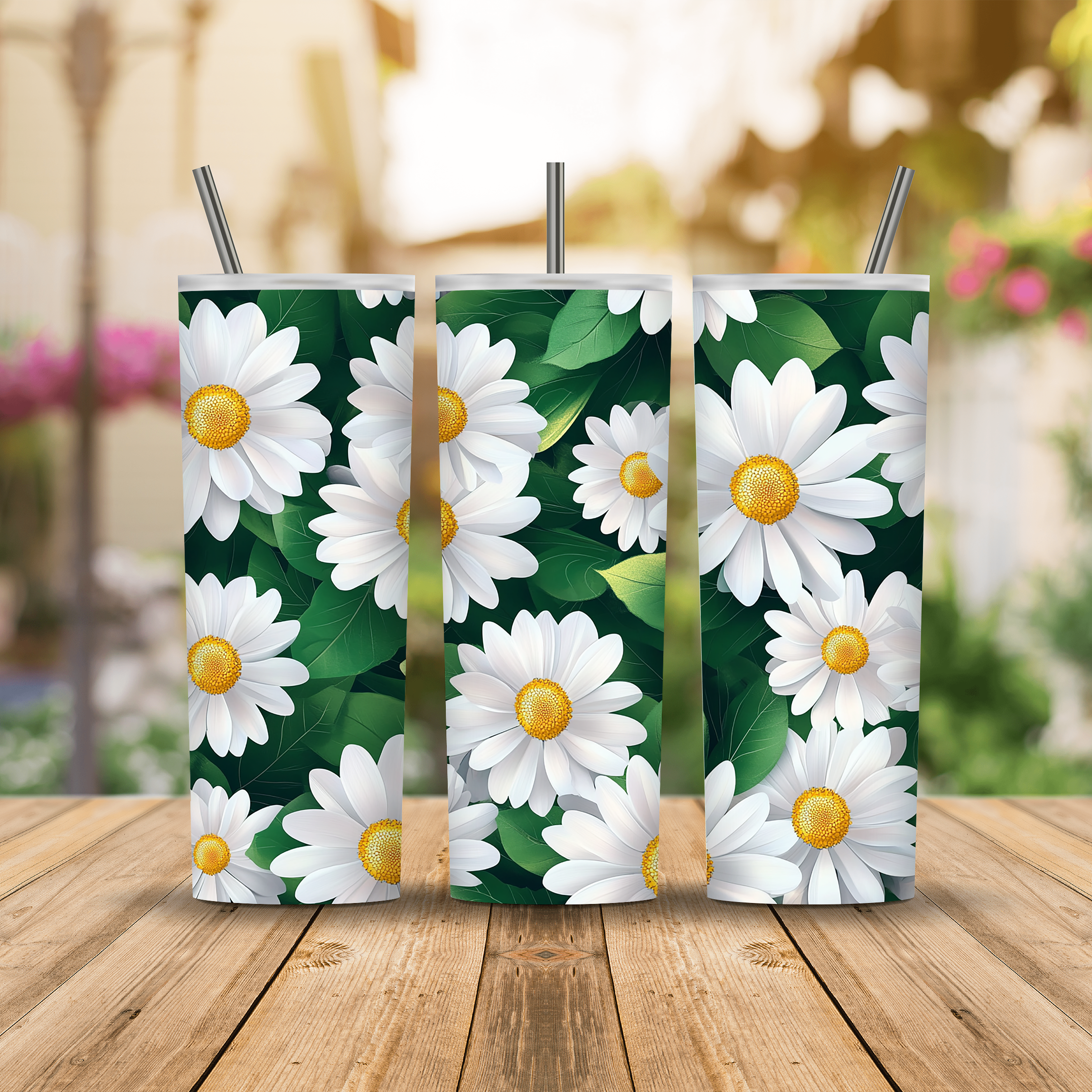 Personalized Botanical Drink Tumbler with Custom Floral Name Design
