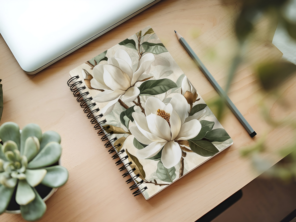 Magnolia Spiral Notebook Personalized for Blooming Veranda Reflections