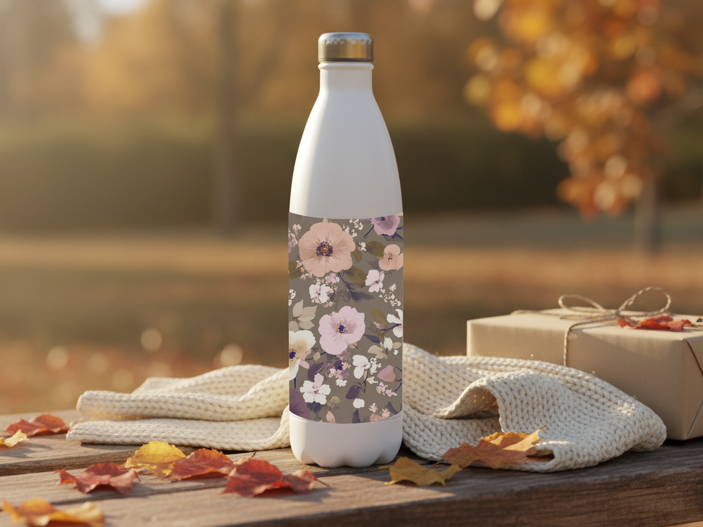Cosmos Stainless Steel Water Bottle Personalized for Flower Market Wanderings