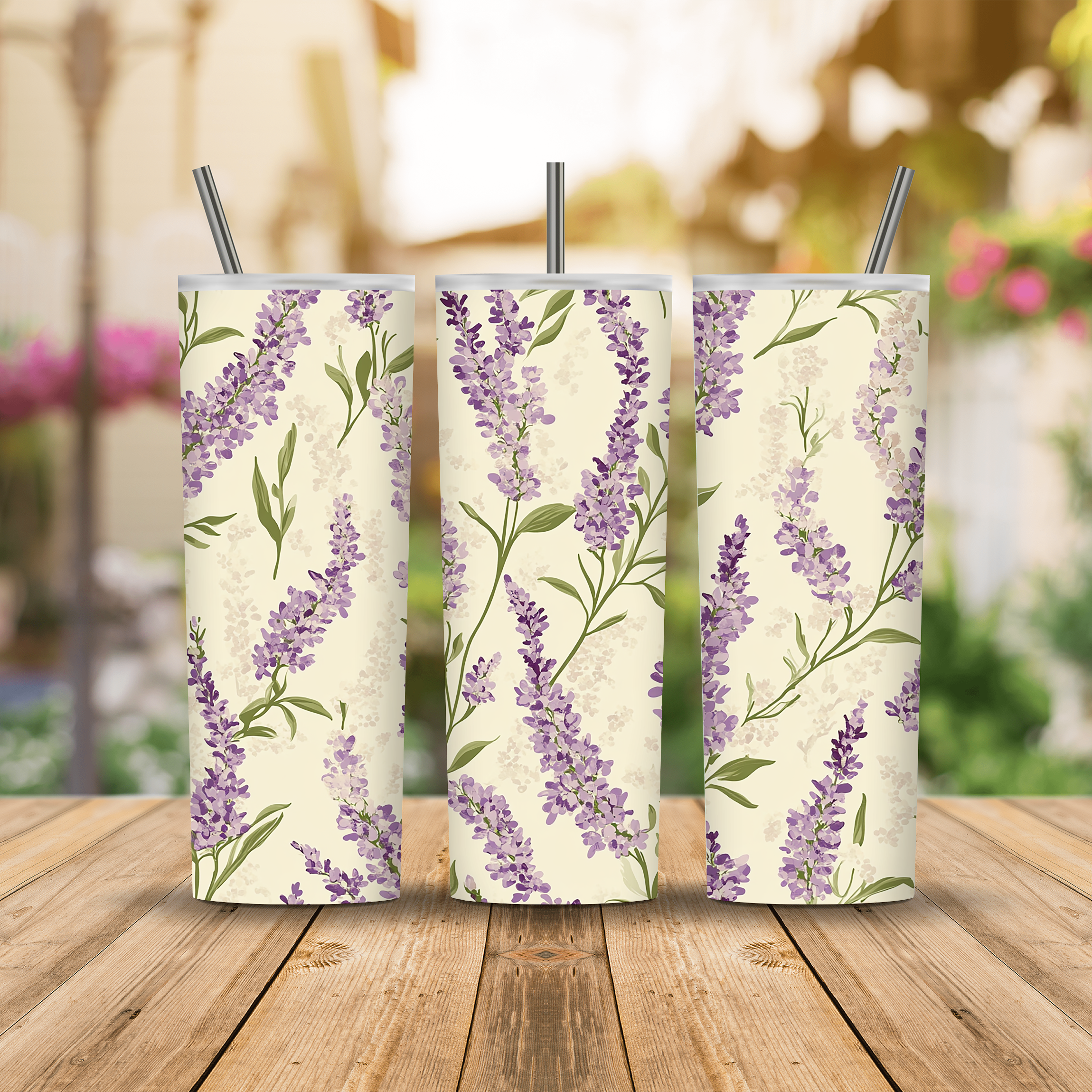Personalized Botanical Breeze Stainless Steel Tumbler with Custom Name