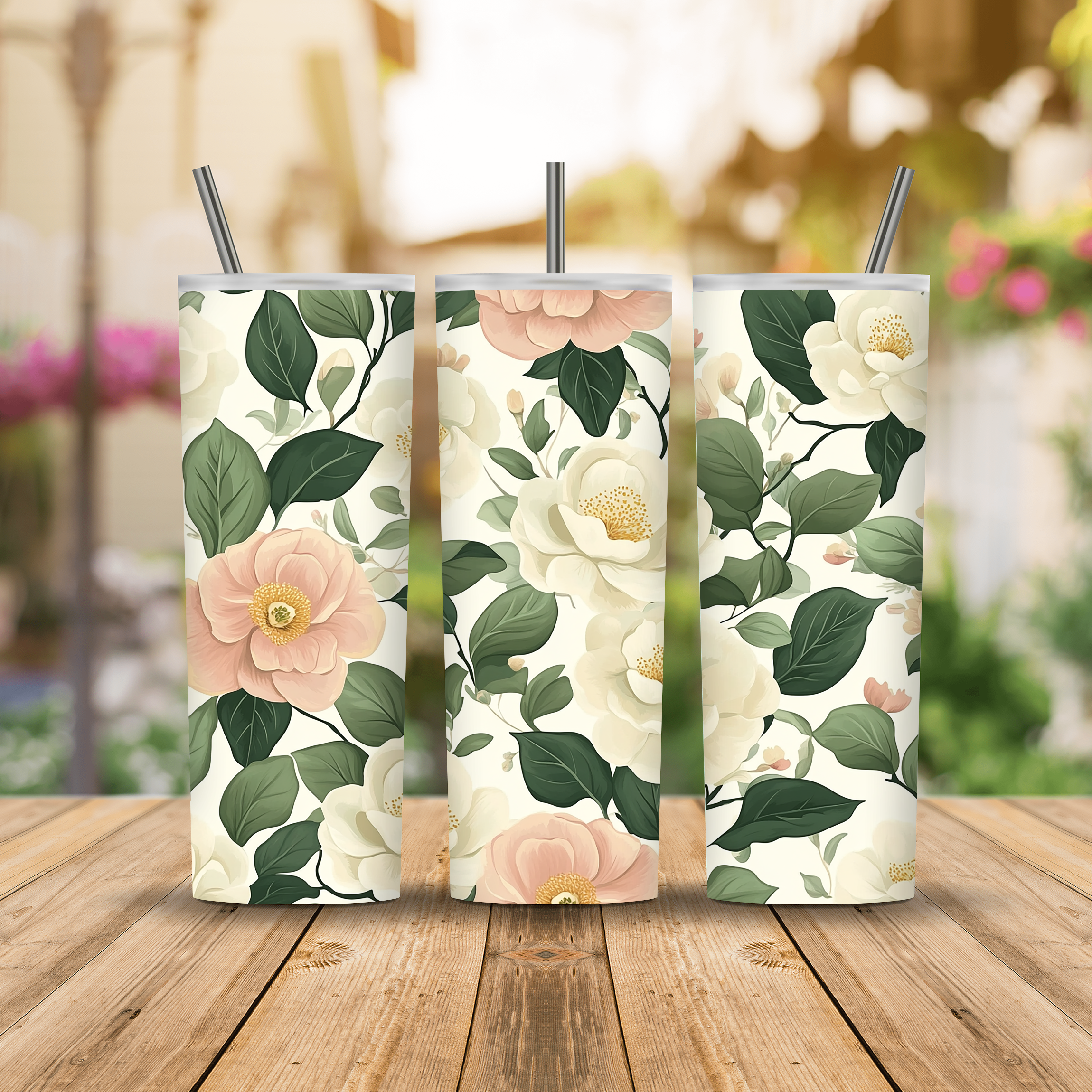 Personalized Garden Bloom Stainless Steel Tumbler with Custom Name