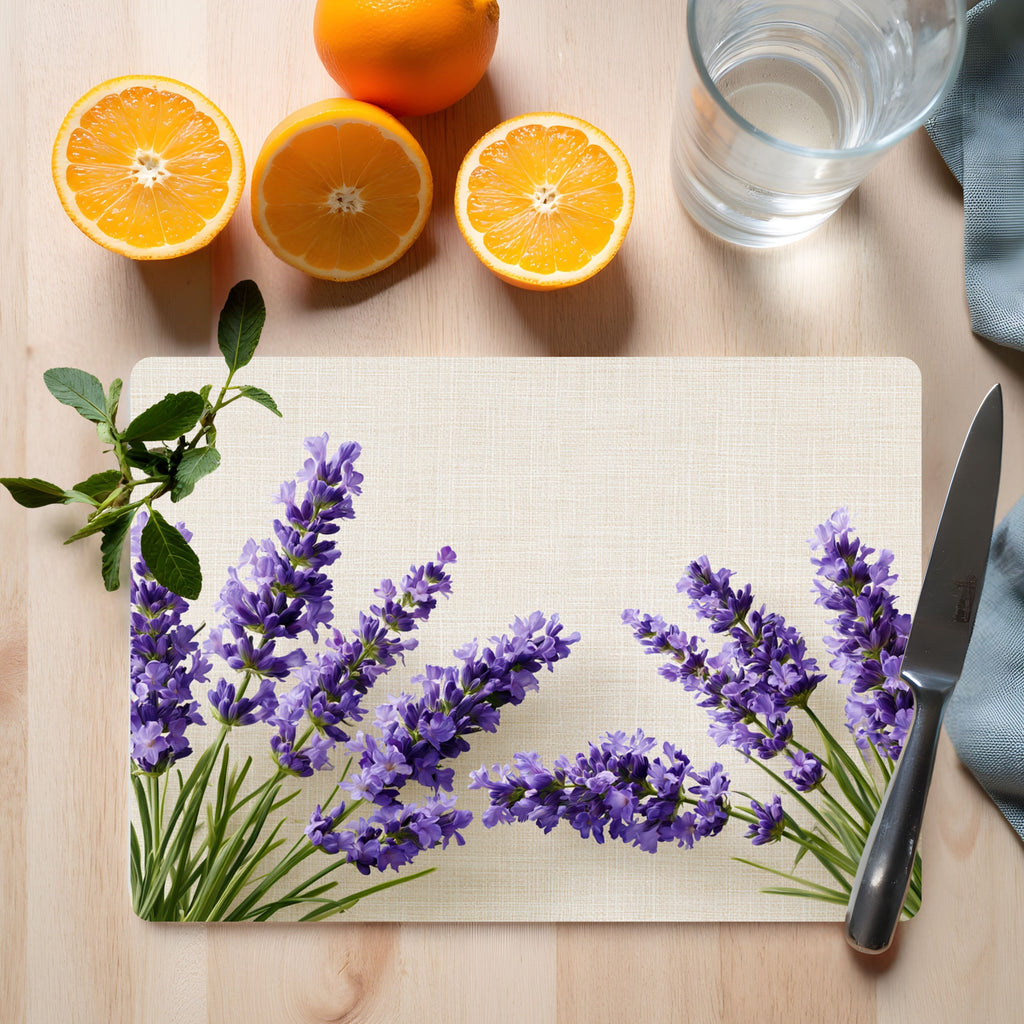 Lavender Meadow Glass Cutting Board Personalized for Rustic Kitchen Charm