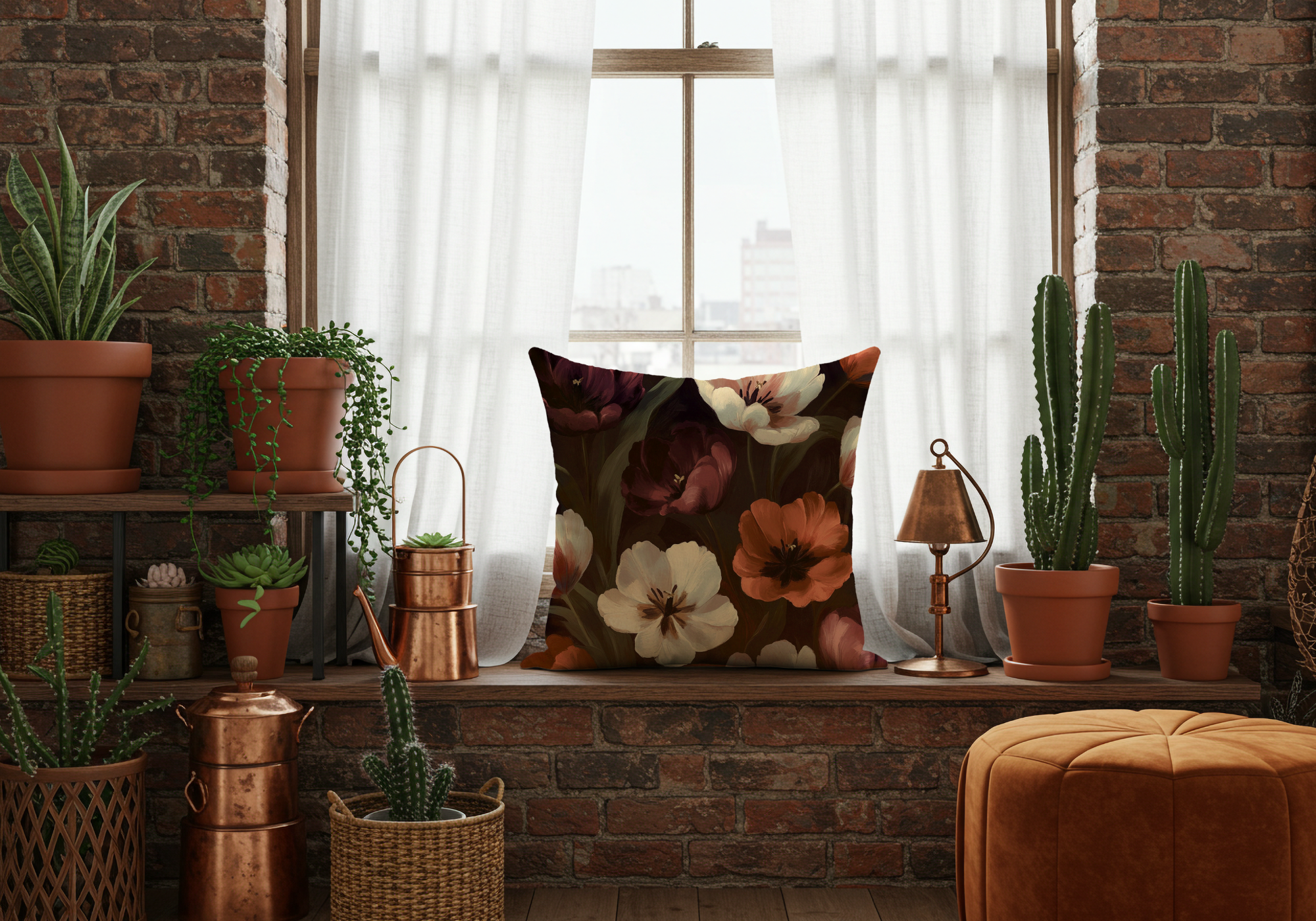 Personalized Anemone Garden Pillow with Custom Name