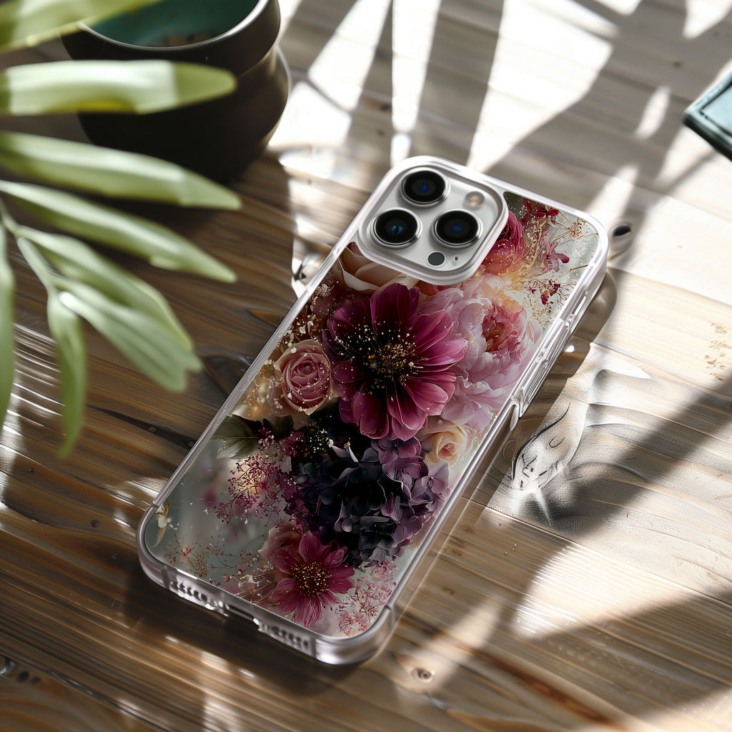 Personalized Floral Heritage iPhone Case with Custom Name & Elegant Botanical Shield