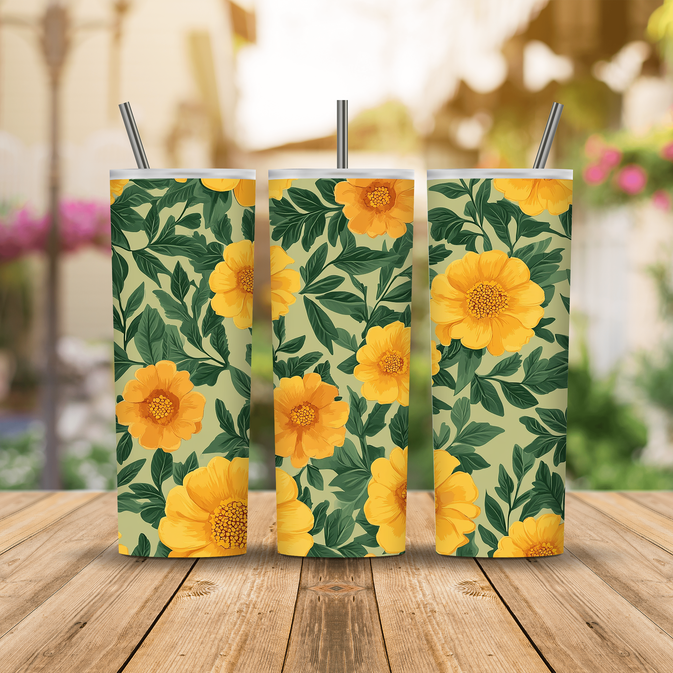 Personalized Cottage Bloom Stainless Steel Tumbler with Custom Name