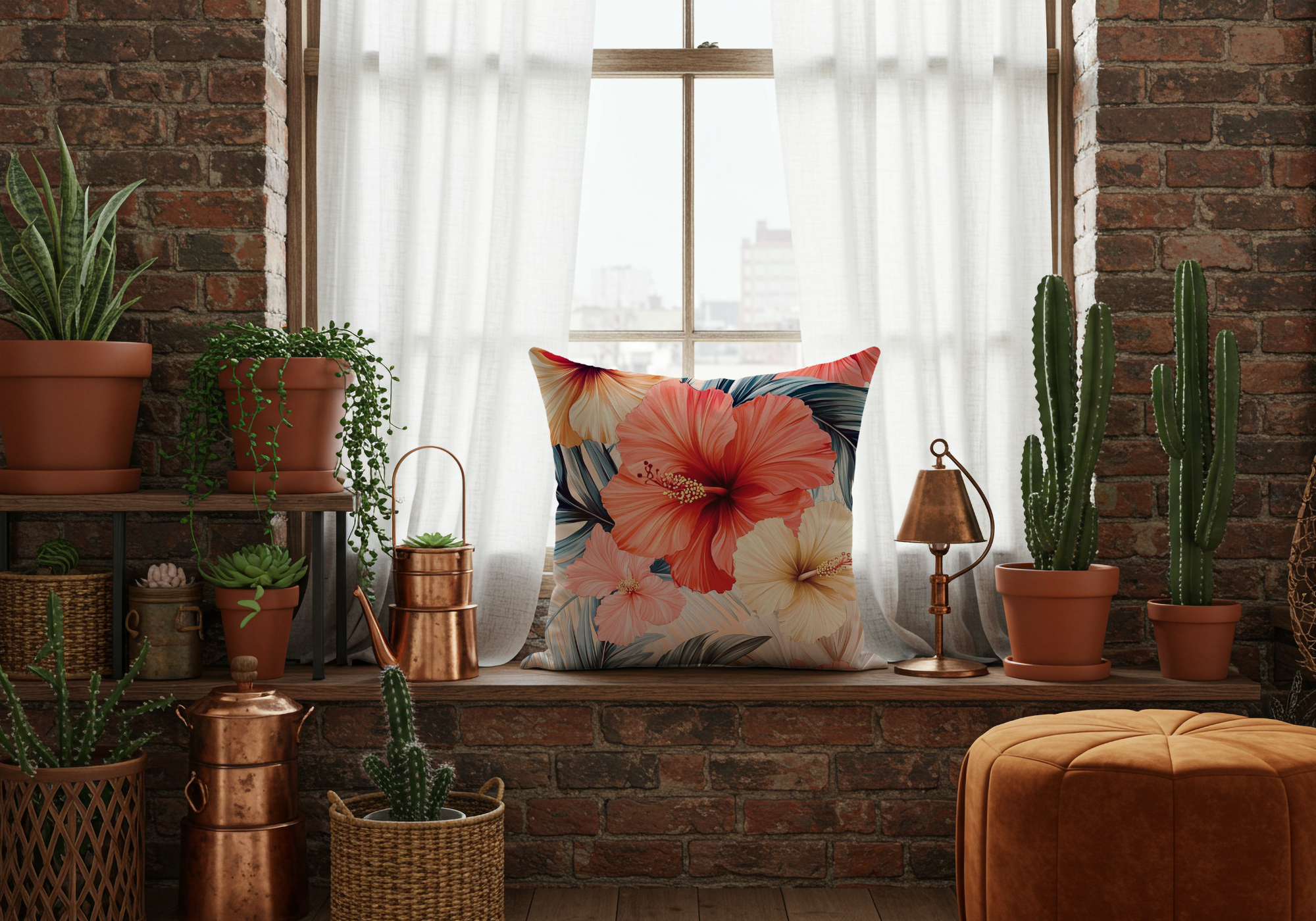 Personalized Hibiscus Breeze Pillow with Custom Name