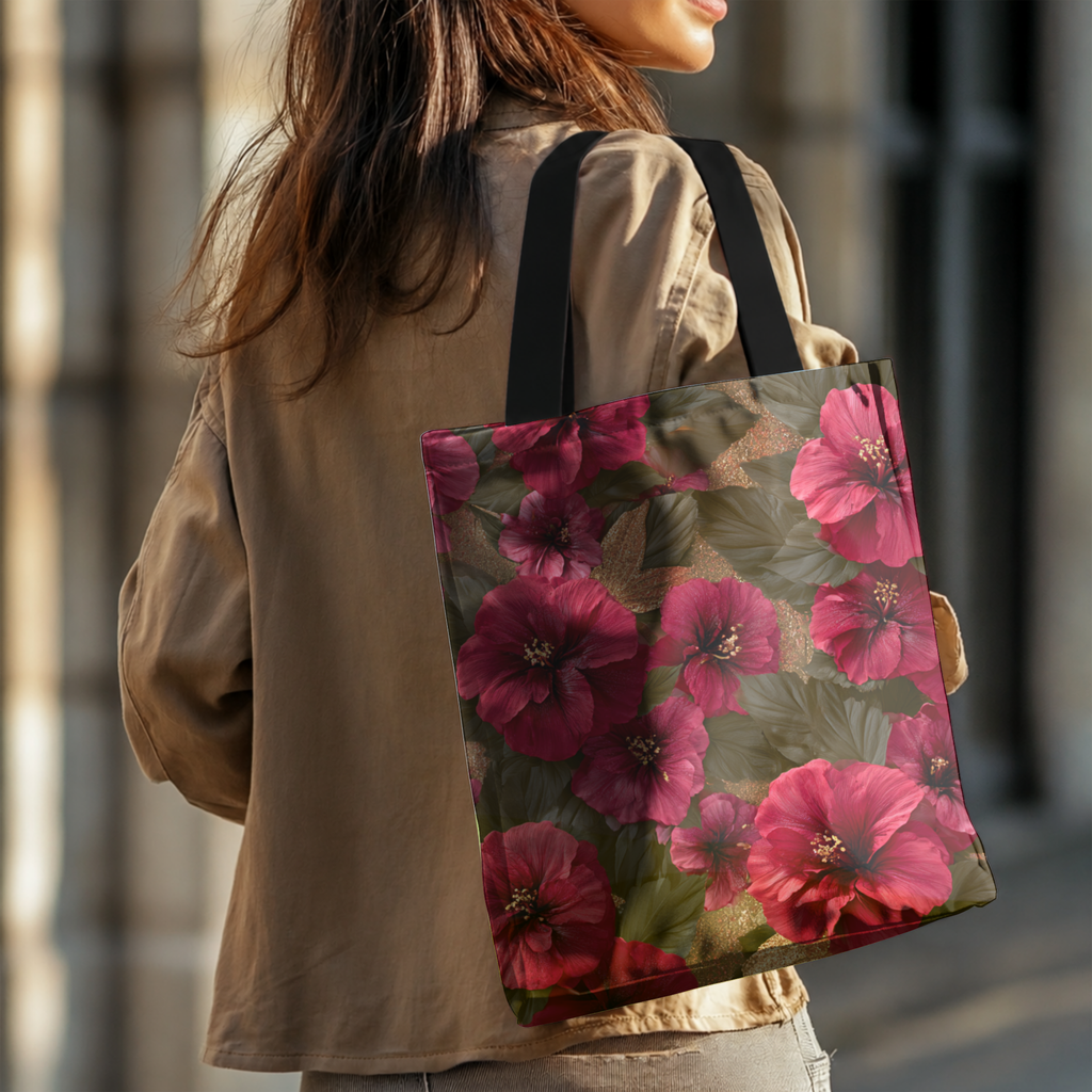 Personalized Botanical Shopping Tote Bag with Custom Name for Everyday Use
