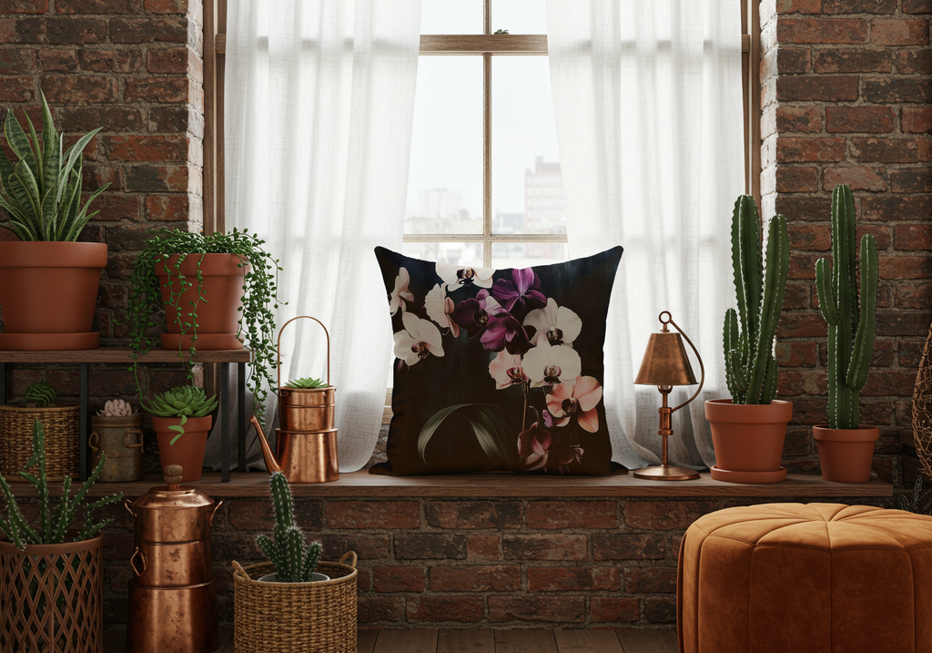 Personalized Orchid Harmony Pillow with Custom Name