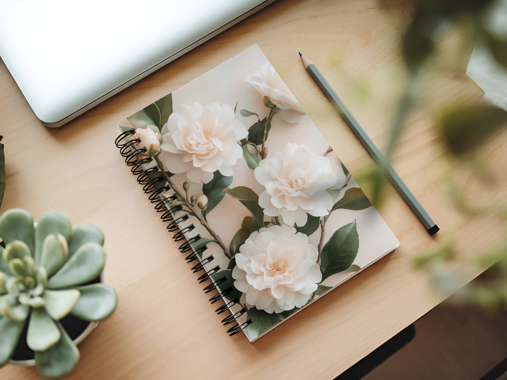 Camellias Spiral Notebook Personalized for Evergreen Bloom Chronicles