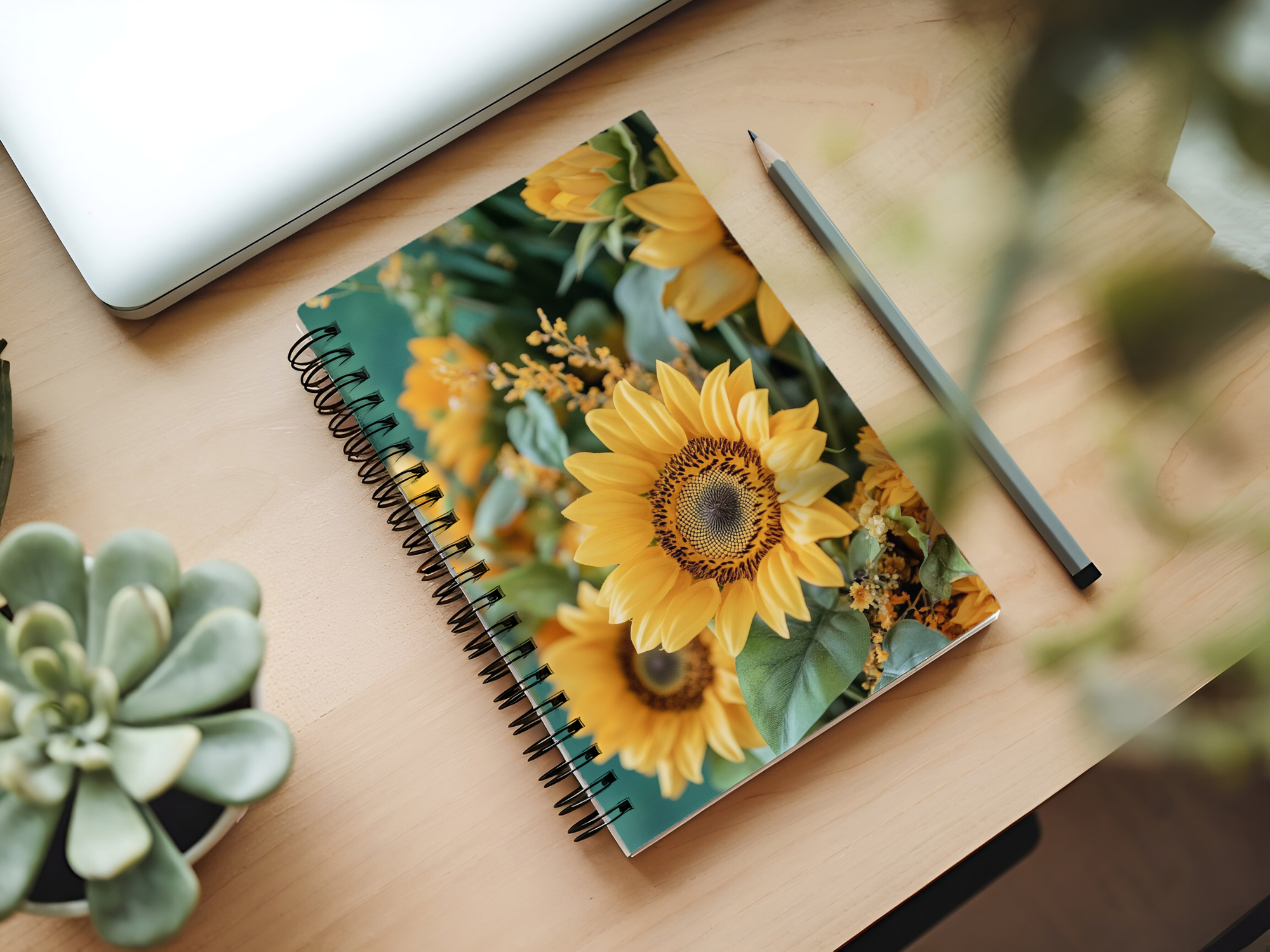 Sunflower Spiral Notebook Personalized for Golden Hour Inspirations