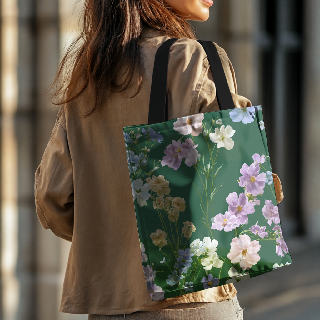 Custom Floral Market Tote Bag with Personalized Name for Shopping & Travel