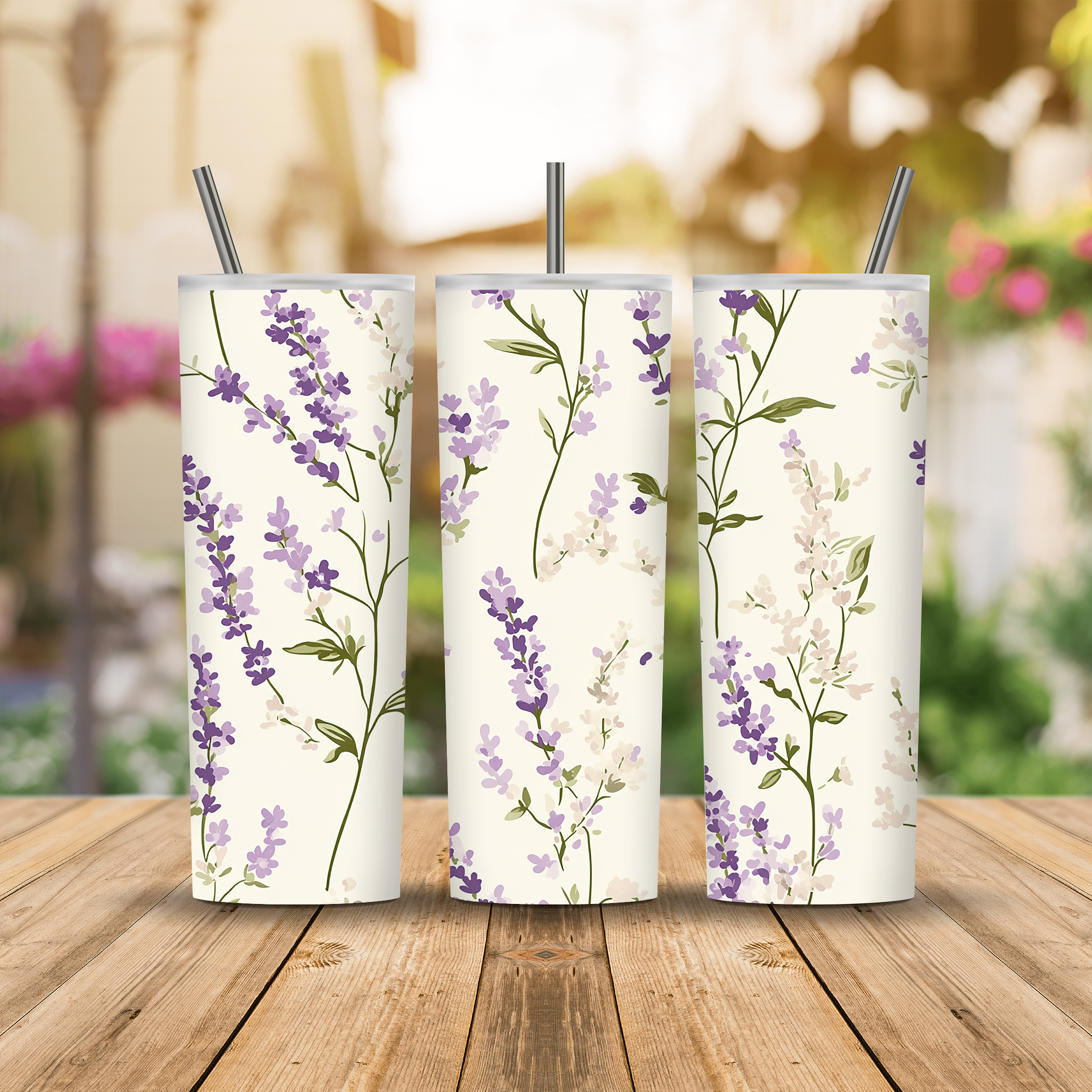 Personalized Garden Petals Stainless Steel Tumbler with Custom Name