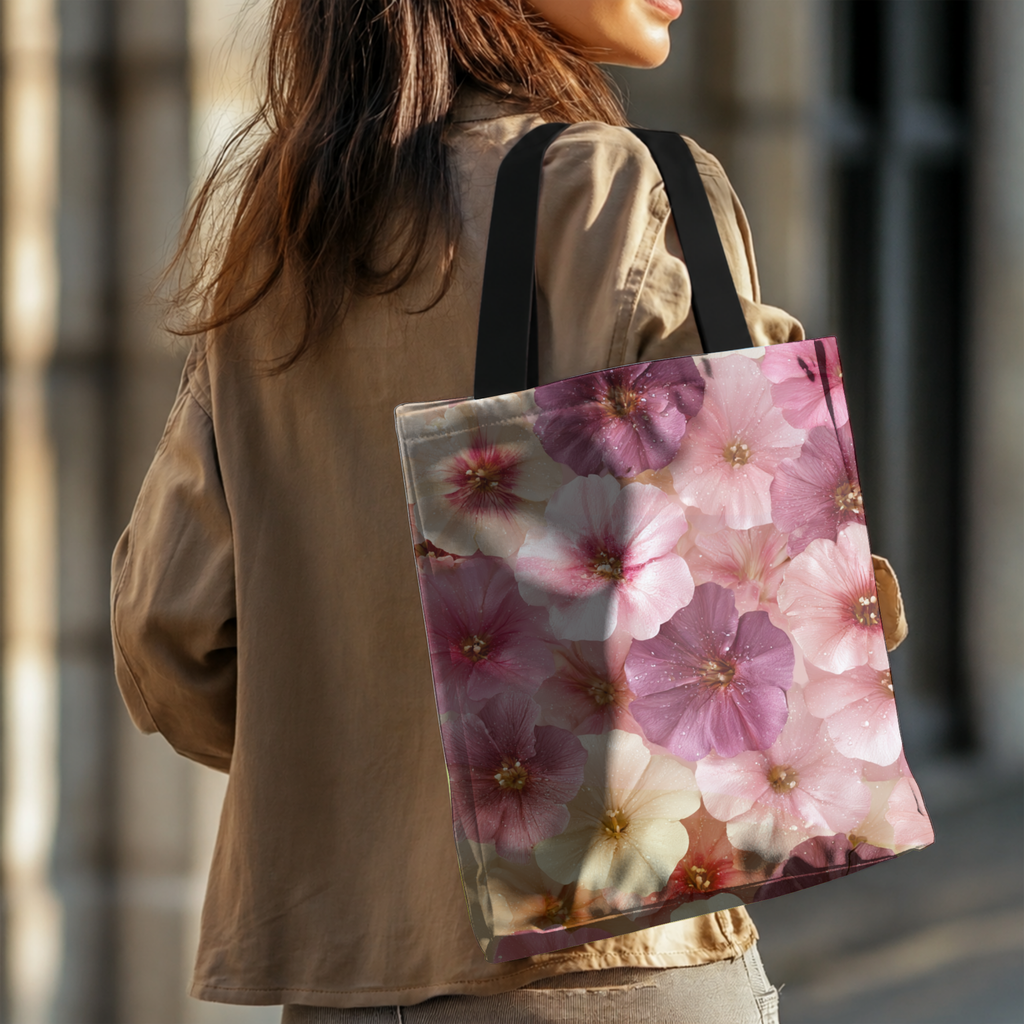 Personalized Floral Shopper Tote with Custom Name for Market, Travel & Daily Use
