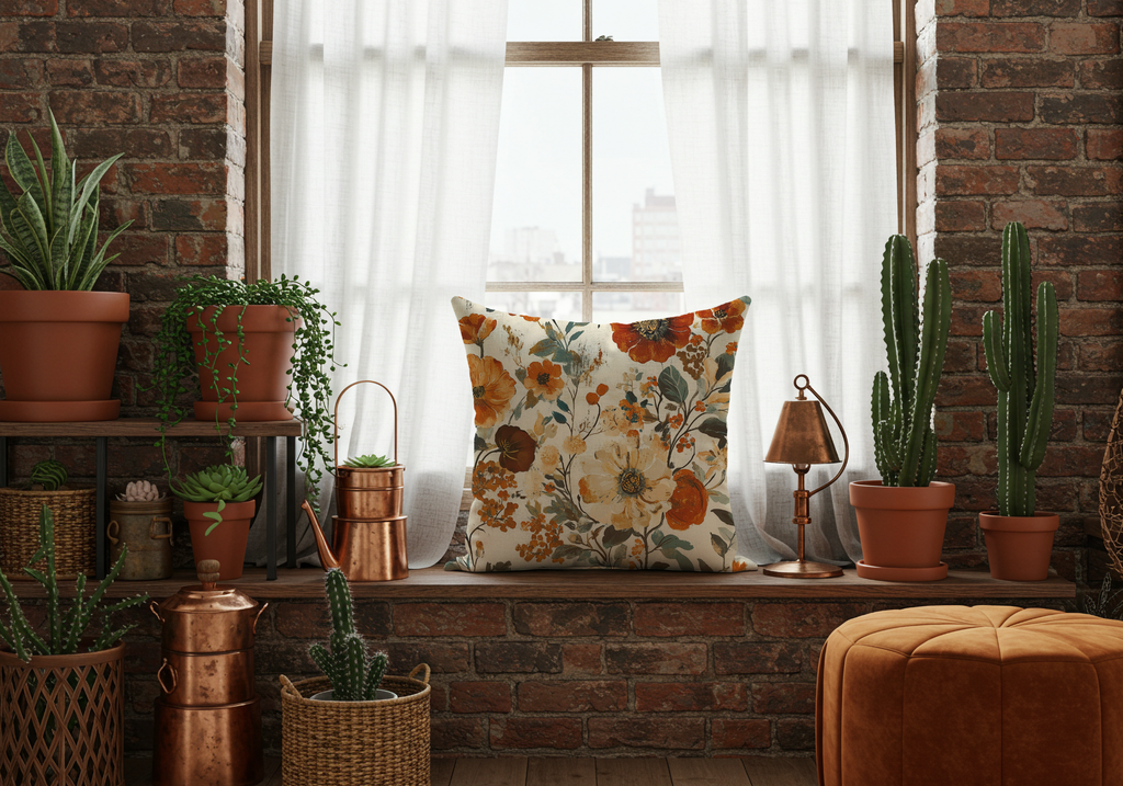 Personalized Autumn Meadow Pillow with Custom Name