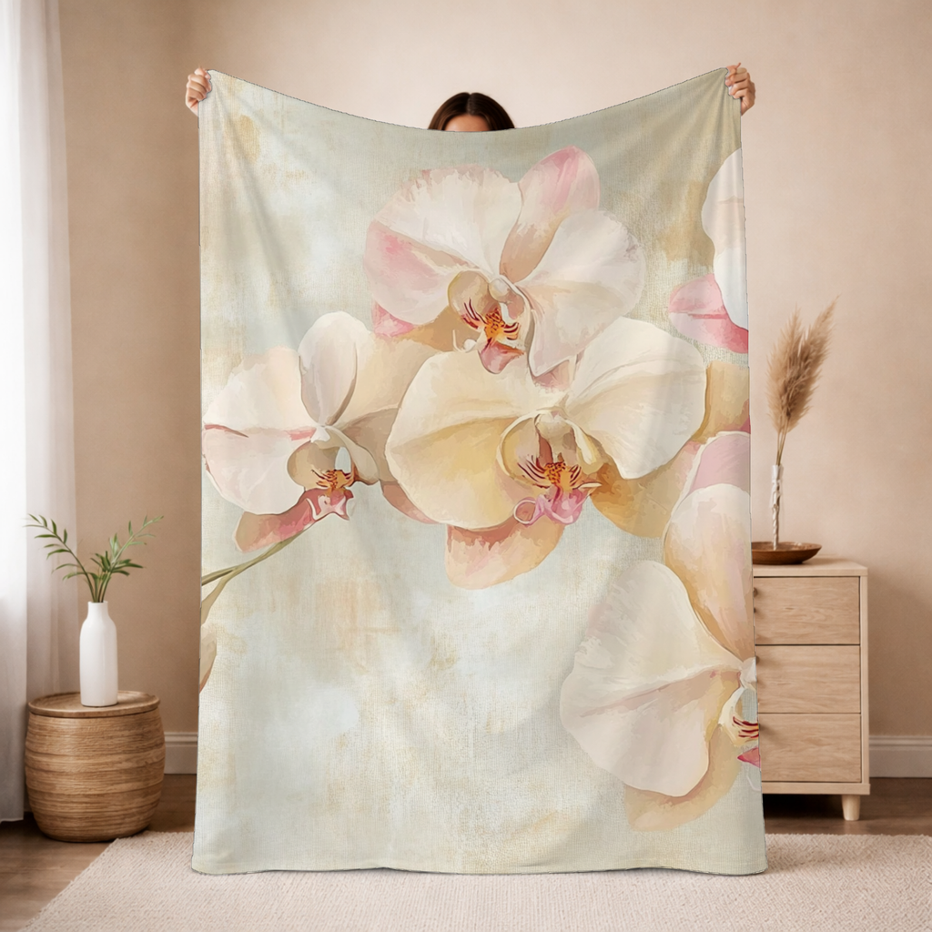 Personalized Rustic Petal Sherpa Blanket with Custom Name