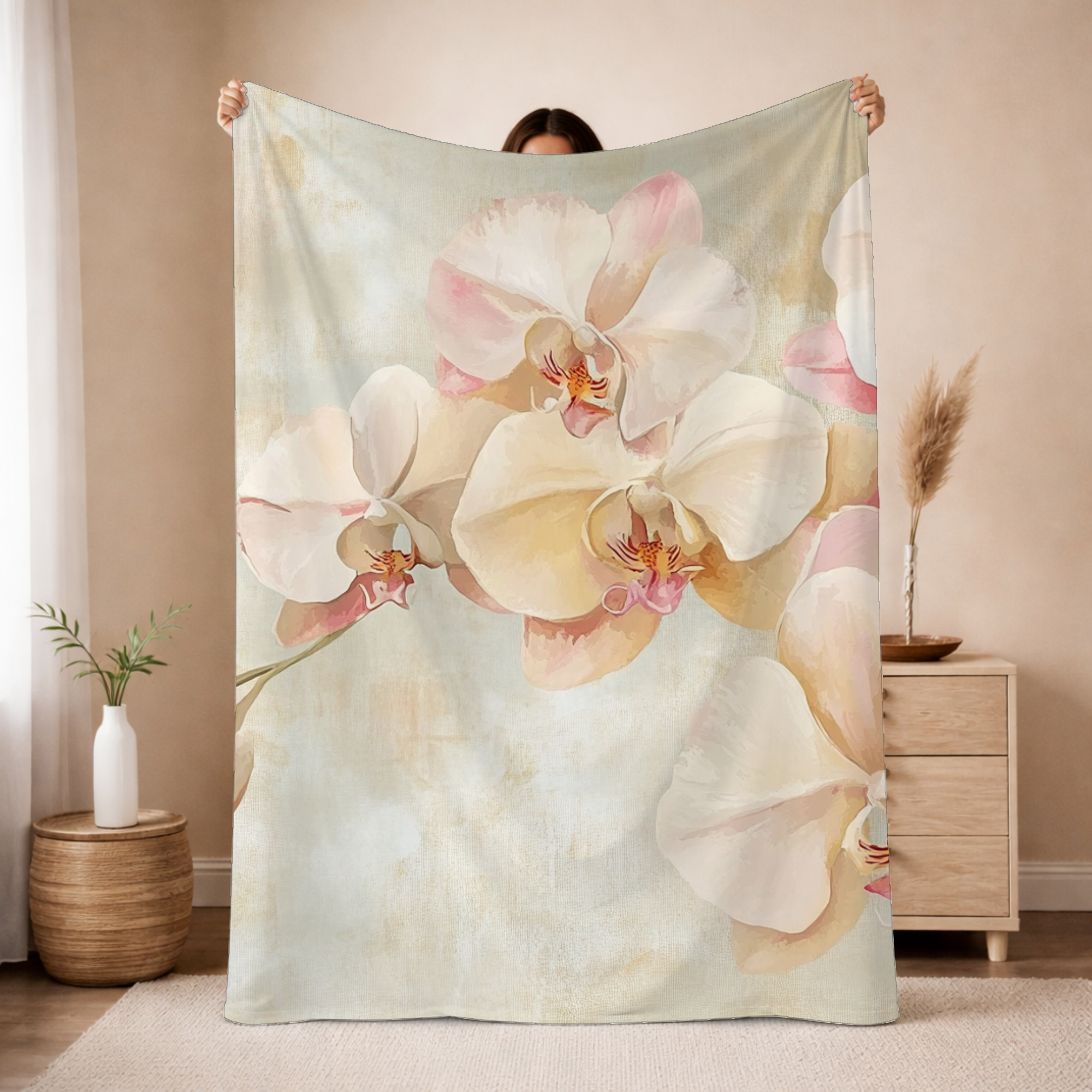Personalized Rustic Petal Sherpa Blanket with Custom Name