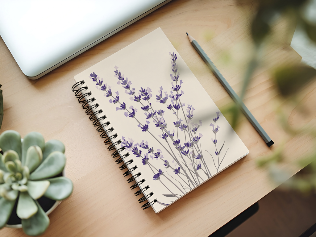 Lavender Spiral Notebook Personalized for Quiet Morning Musings
