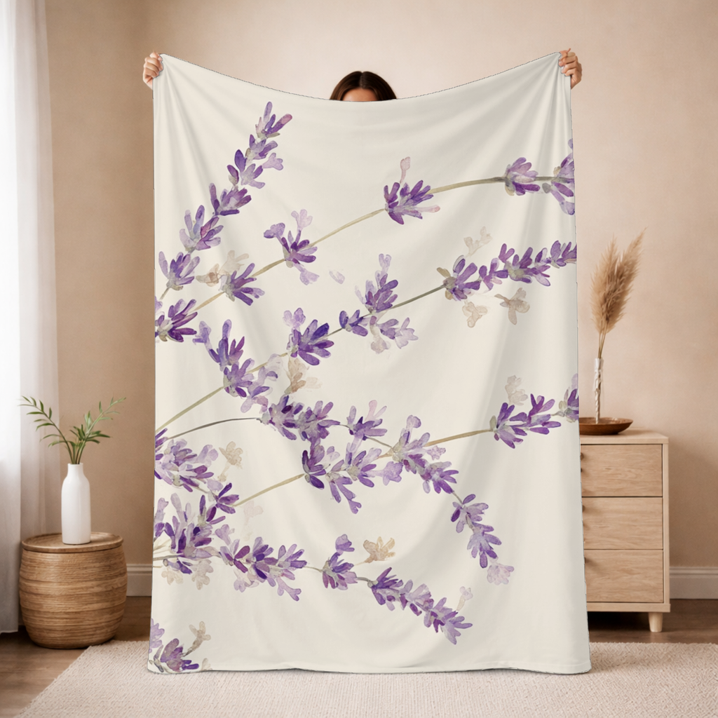 Personalized Lavender Meadow Sherpa Blanket with Custom Name