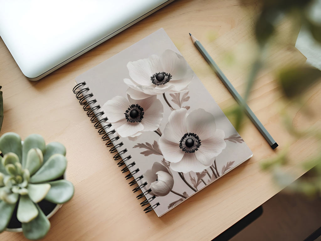 Anemone Spiral Notebook Personalized for Woodland Bloom Explorations