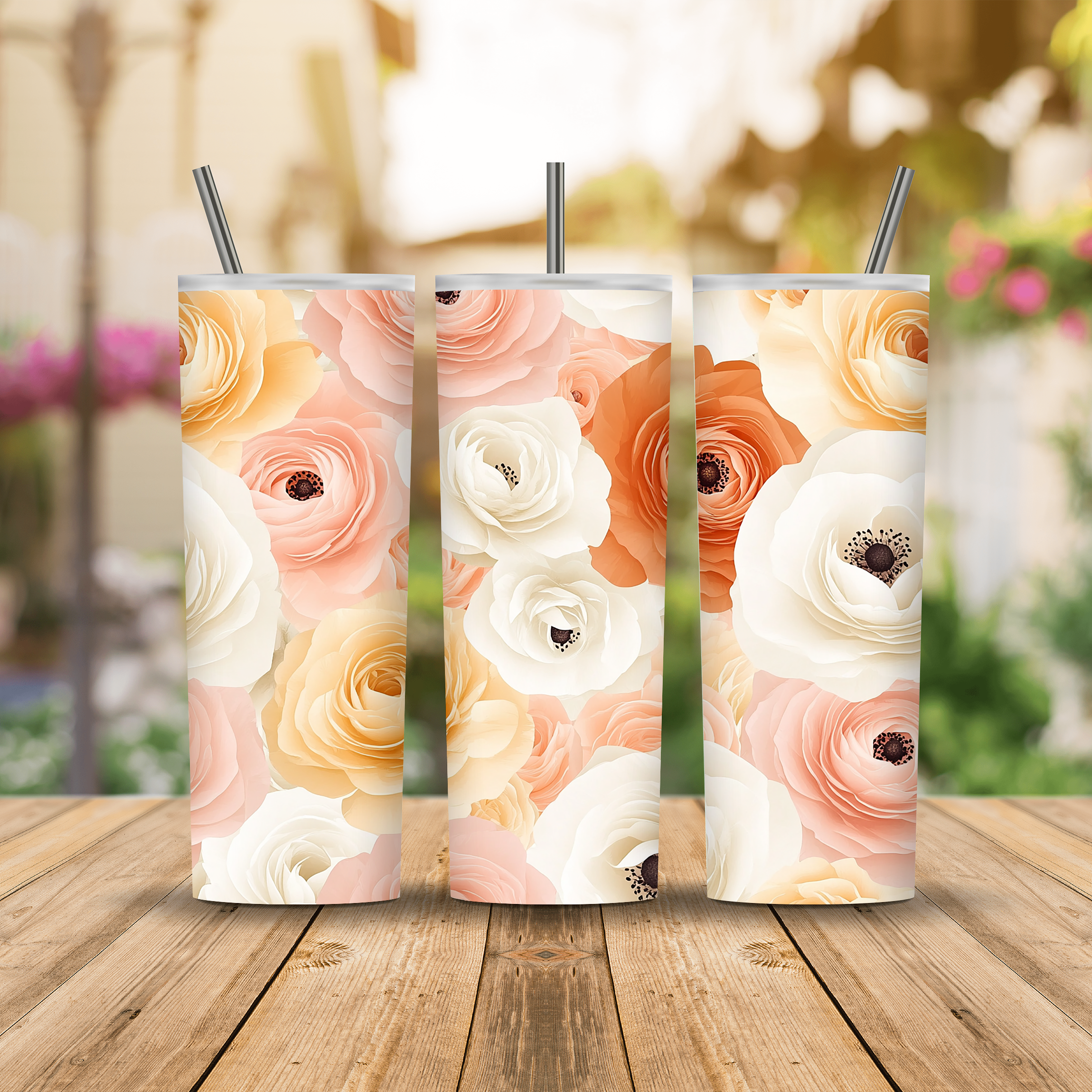 Personalized Blooming Trails Stainless Steel Tumbler with Custom Name