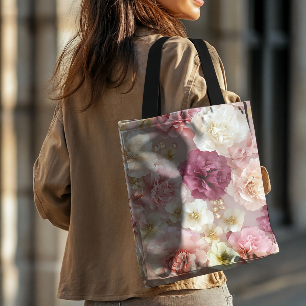 Personalized Floral Market Tote with Custom Name for Shopping, Travel & Everyday Carry
