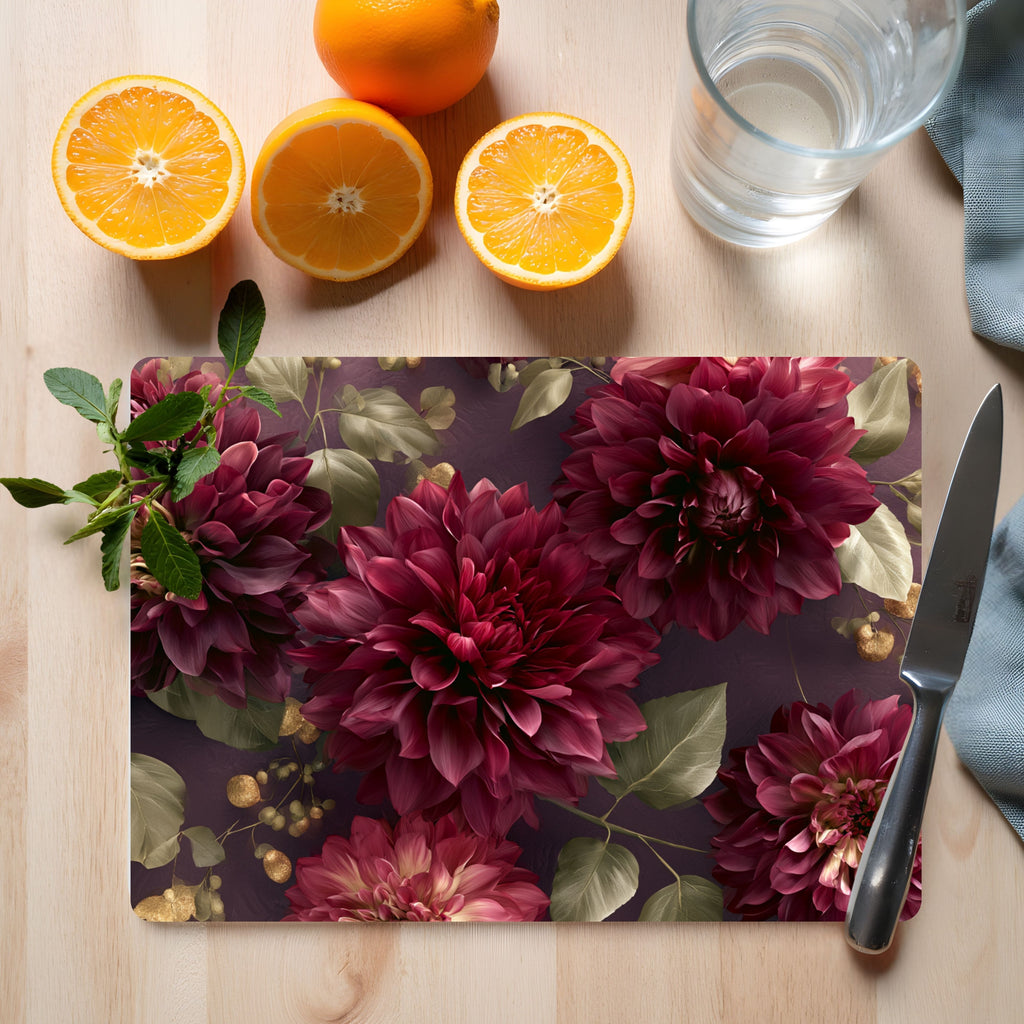 Dahlia Blossom Glass Cutting Board Customized with Your Name and Garden Style