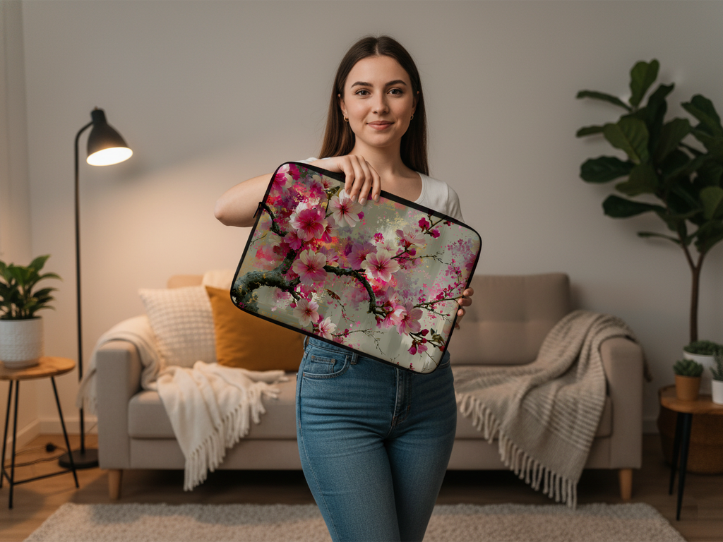 Cherry Blossom Computer Portfolio with Custom Name
