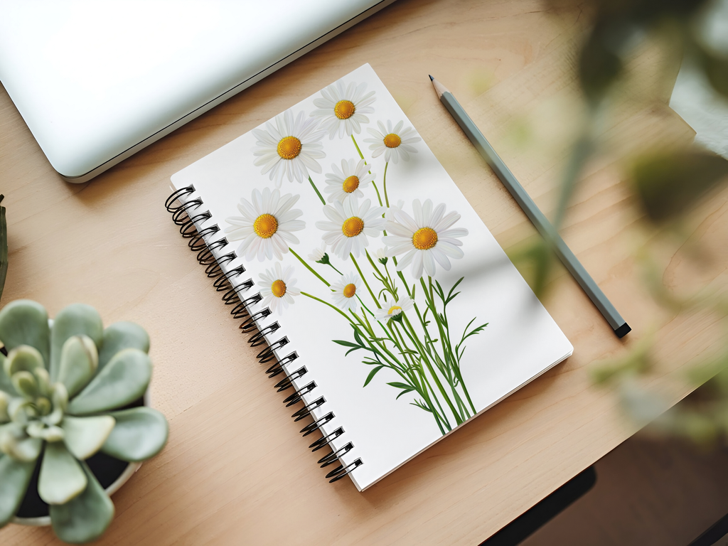 Daisy Spiral Notebook Personalized for Cottage Garden Day Records
