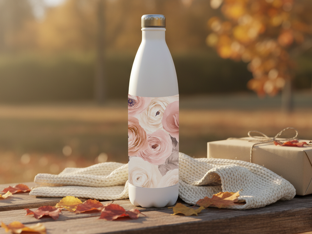 Ranunculus Stainless Steel Water Bottle Personalized for Bloom Terrace Explorations
