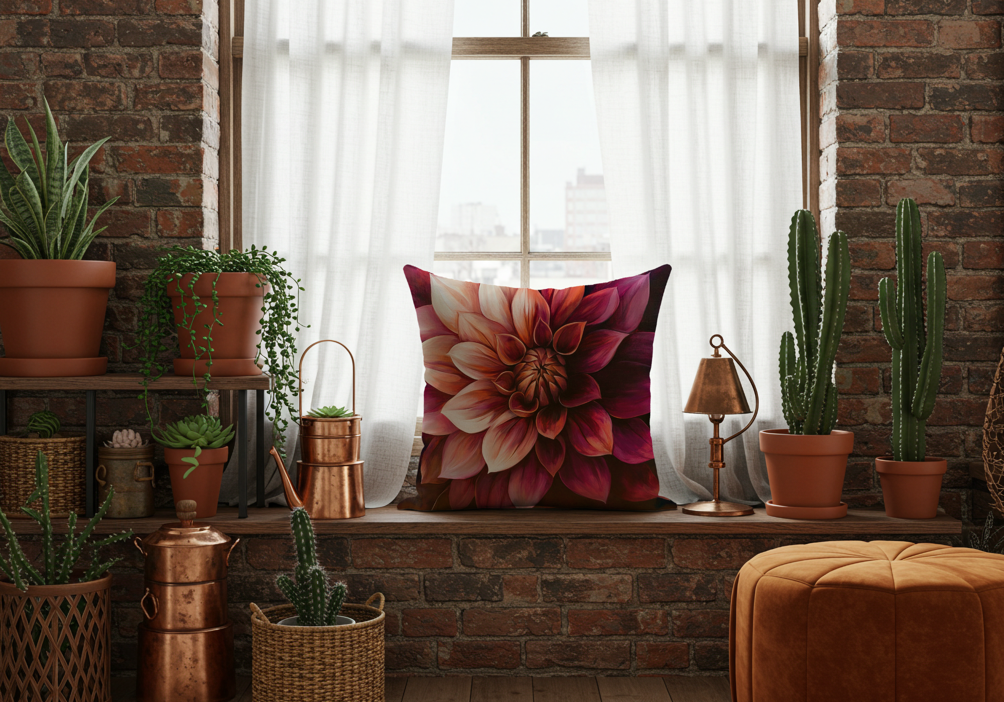 Personalized Dahlia Conservatory Pillow with Custom Name